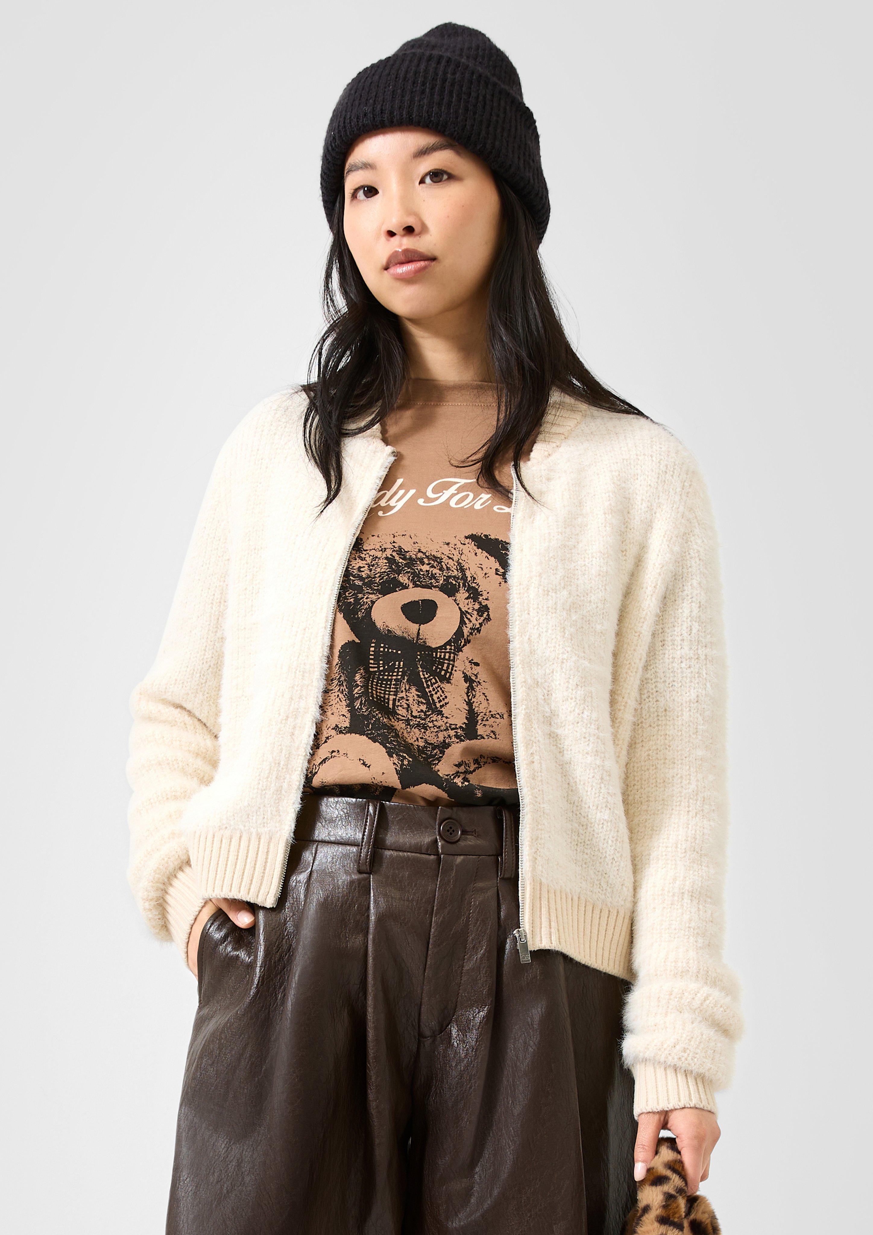 Femmes Cardigan-blouson douillet en beige de QS