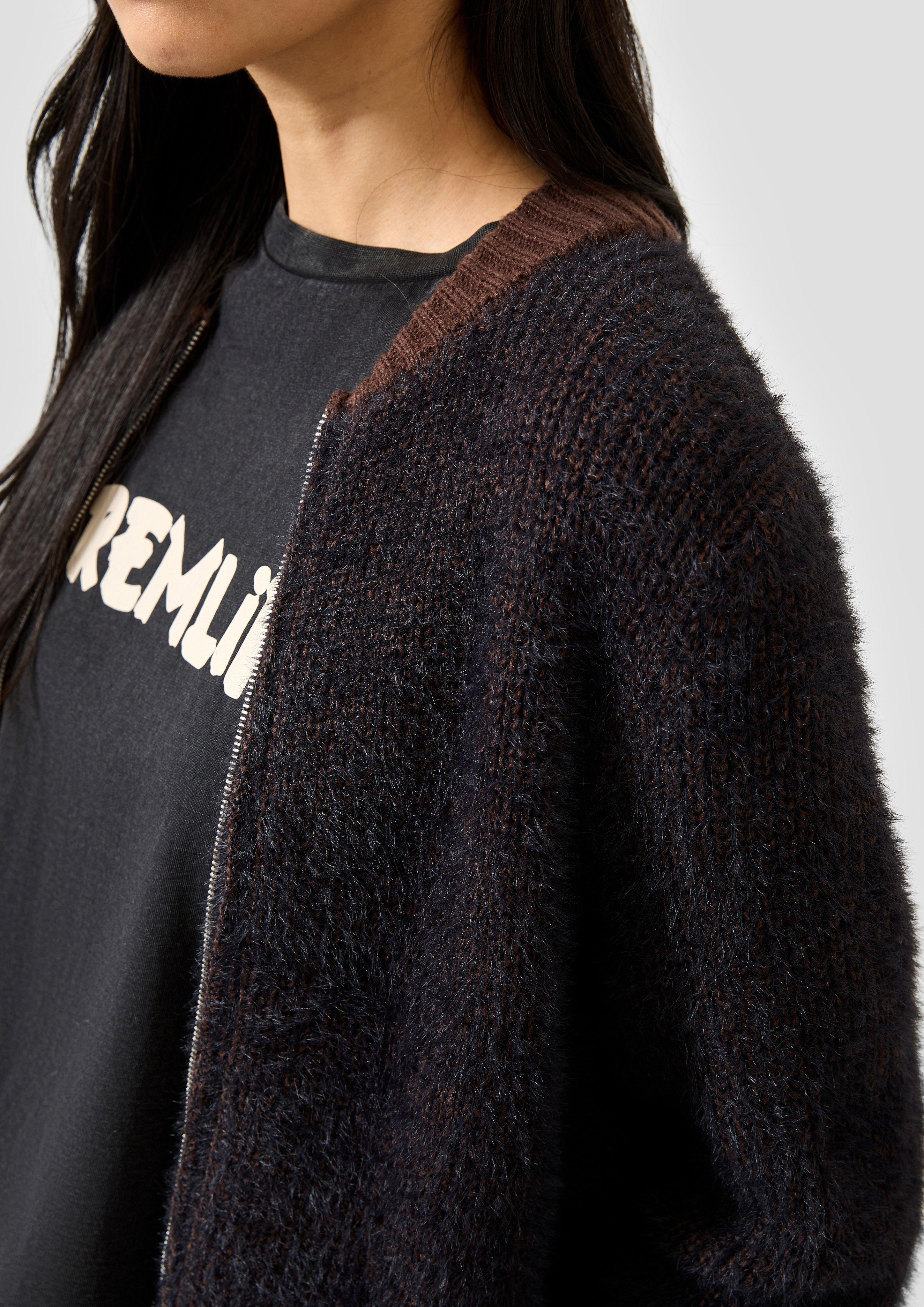 Femmes Cardigan-blouson douillet en brun de QS