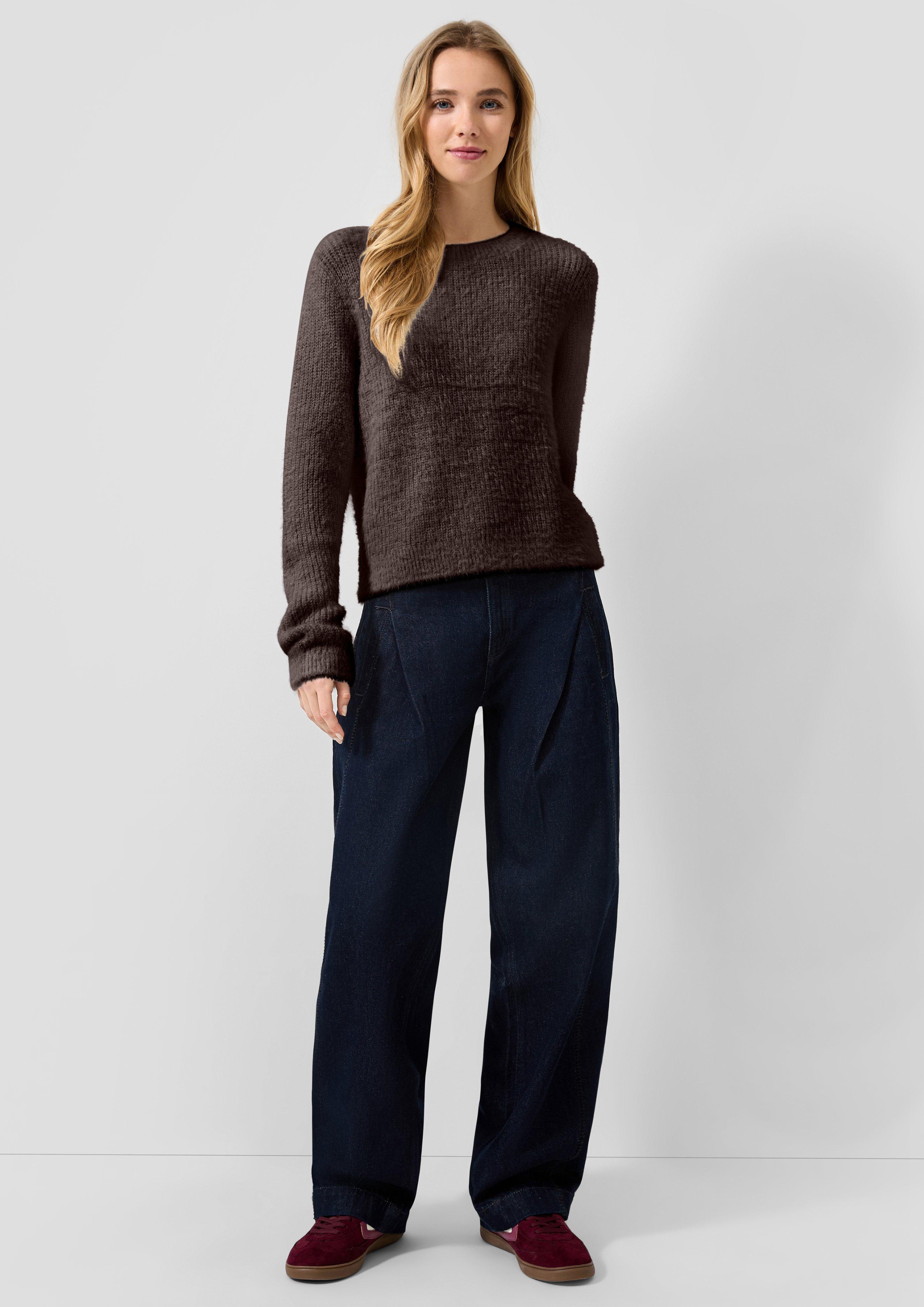 Femmes Pull en tricot en brun de QS