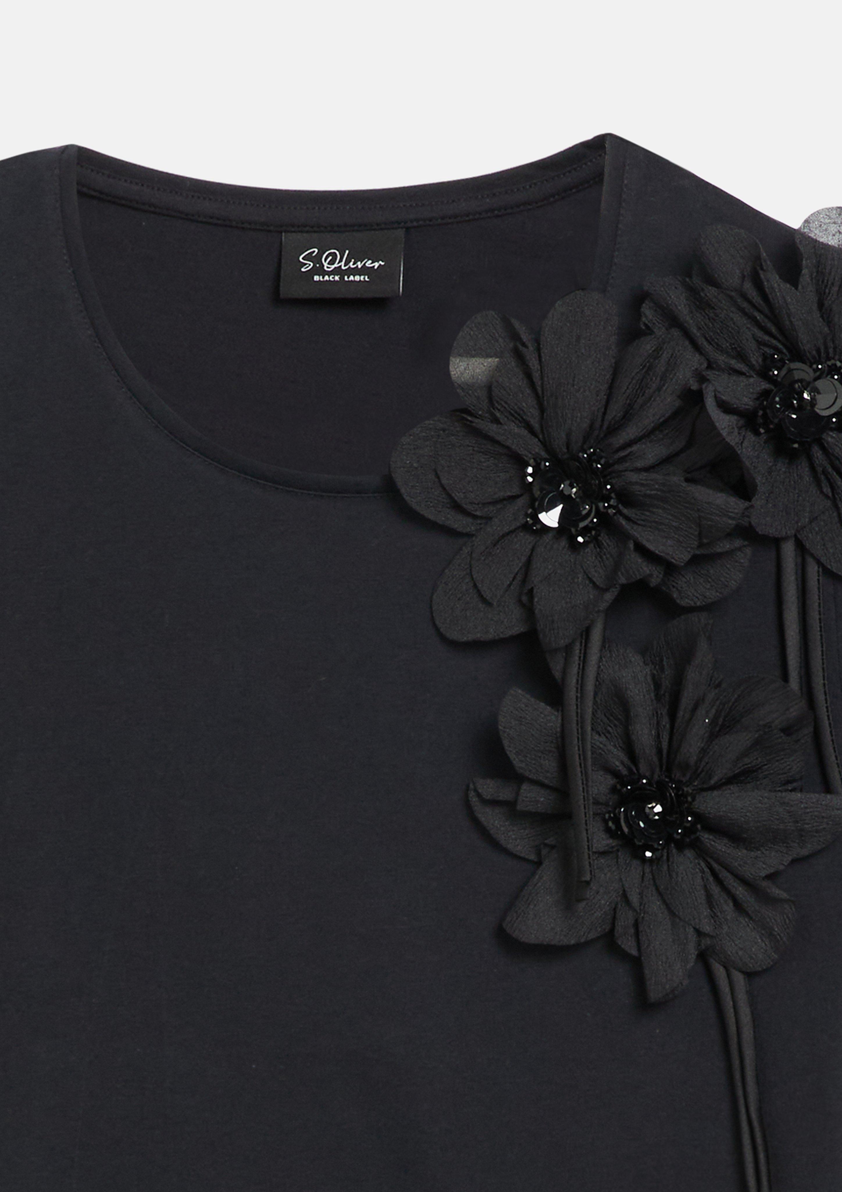 Damen T-Shirt mit Applikation in schwarz von s.Oliver BLACK LABEL