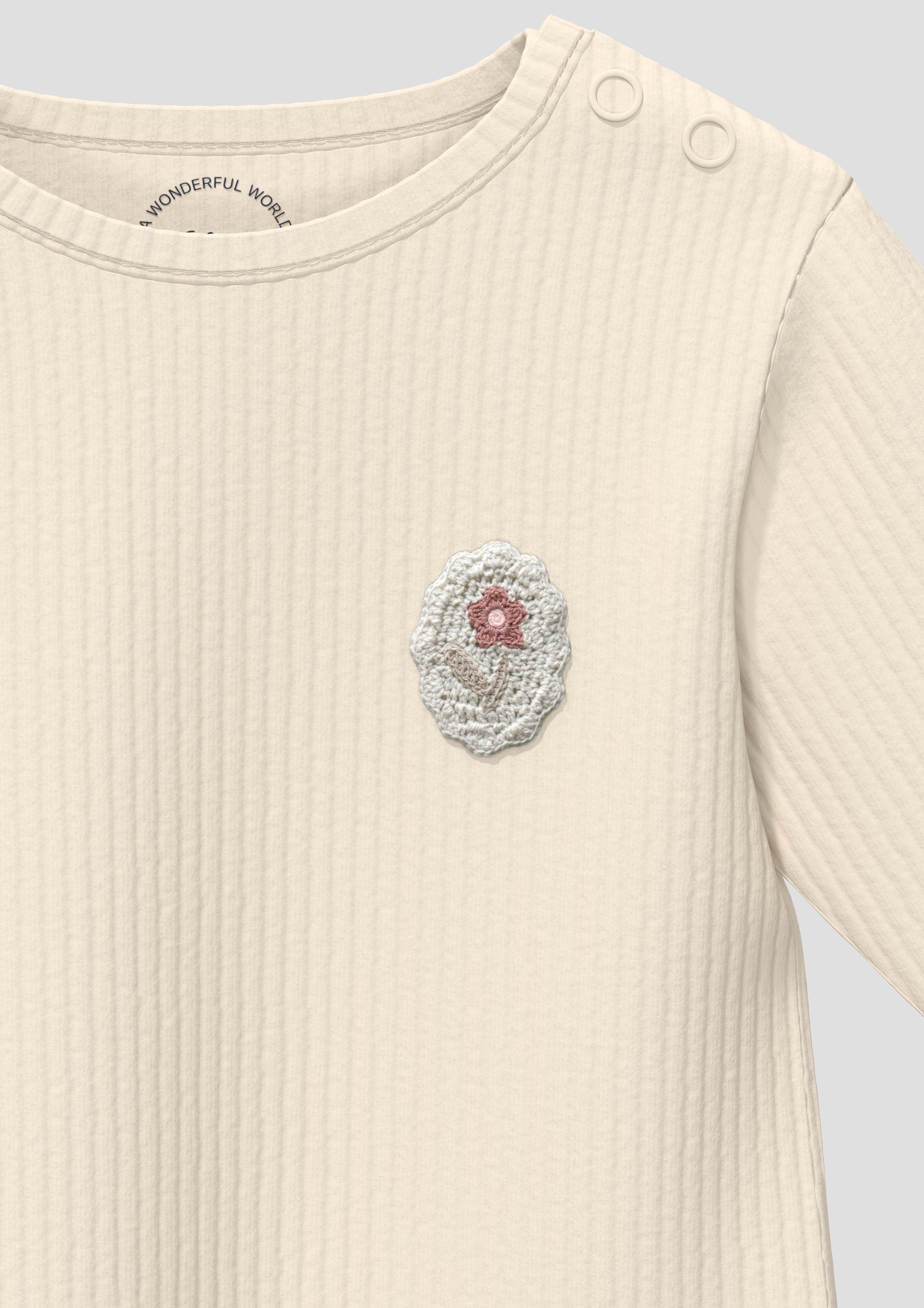 Kinder Weiches Unisex Rippshirt mit Stickerei in beige von s.Oliver
