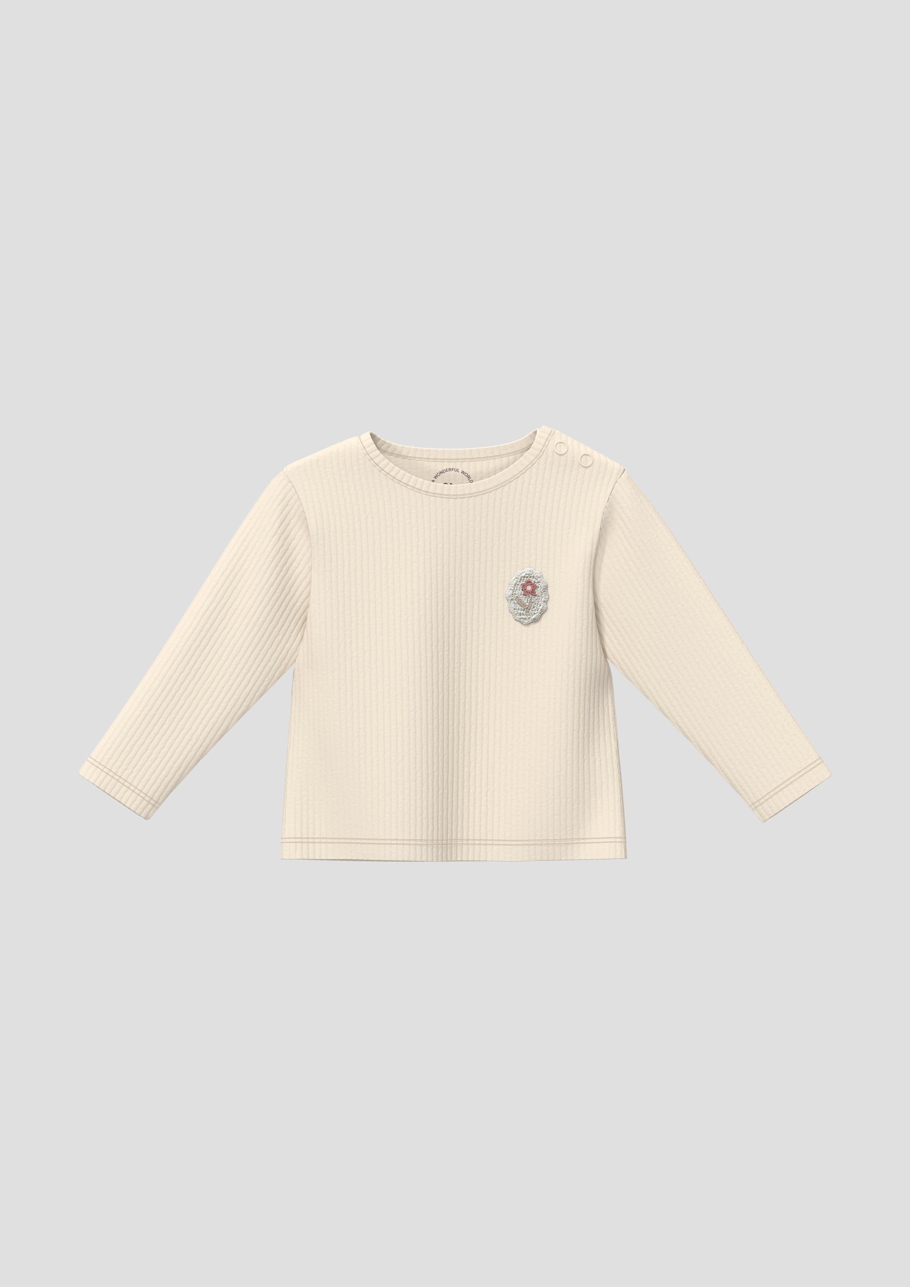 Kinder Weiches Unisex Rippshirt mit Stickerei in beige von s.Oliver