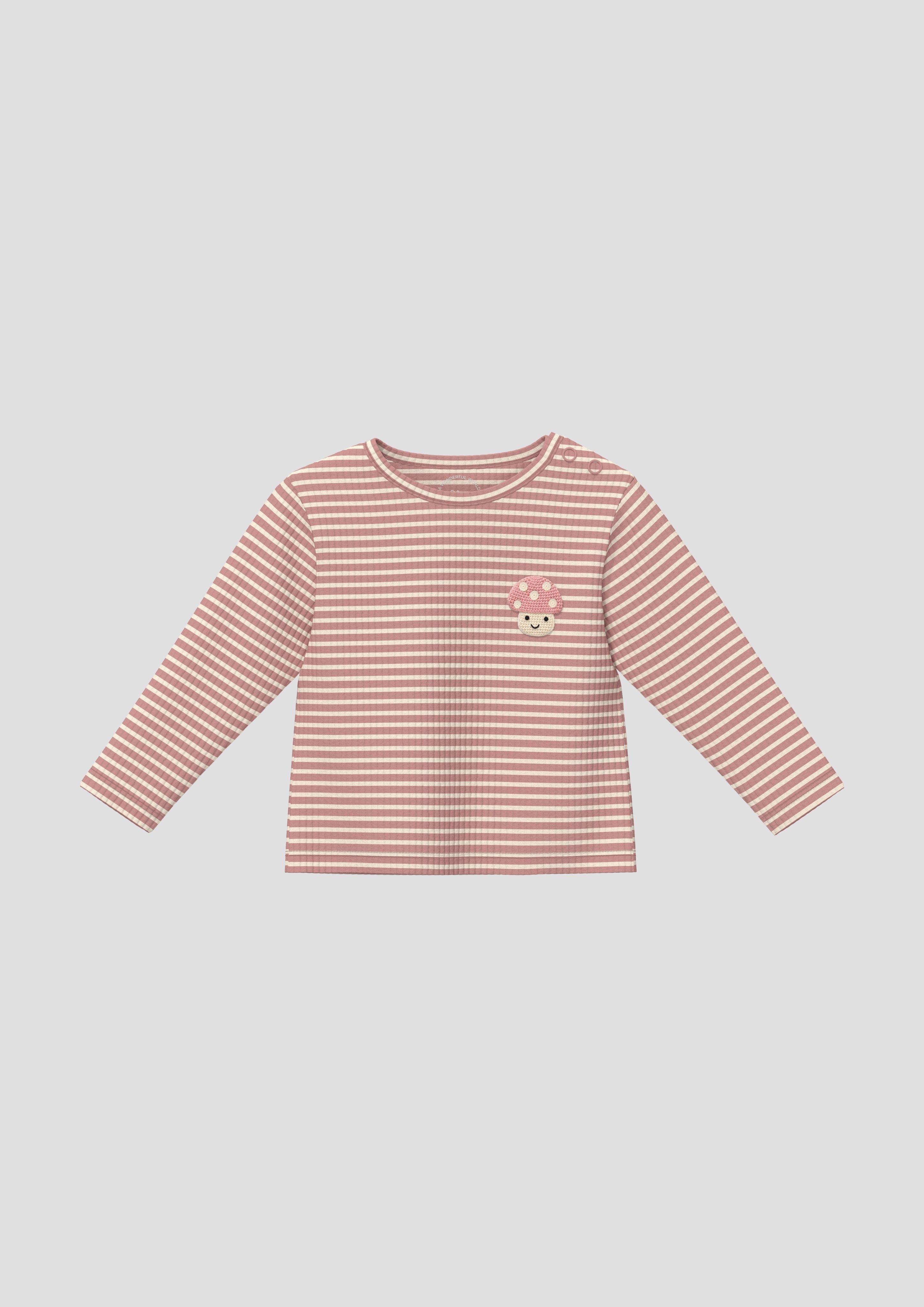 T-shirt unisexe en maille côtelée douce avec broderie en pêche de s.Oliver