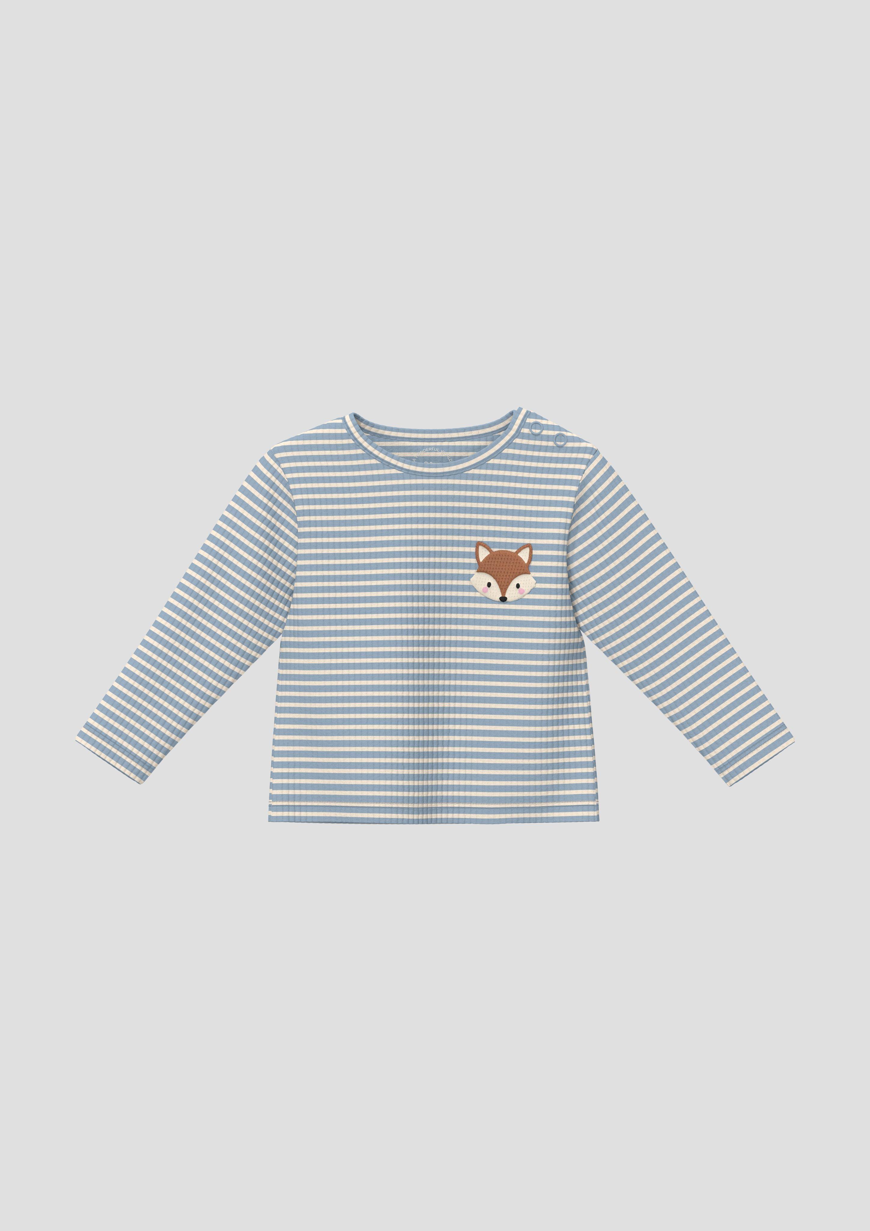 Kinder Weiches Unisex Rippshirt mit Stickerei in blau von s.Oliver