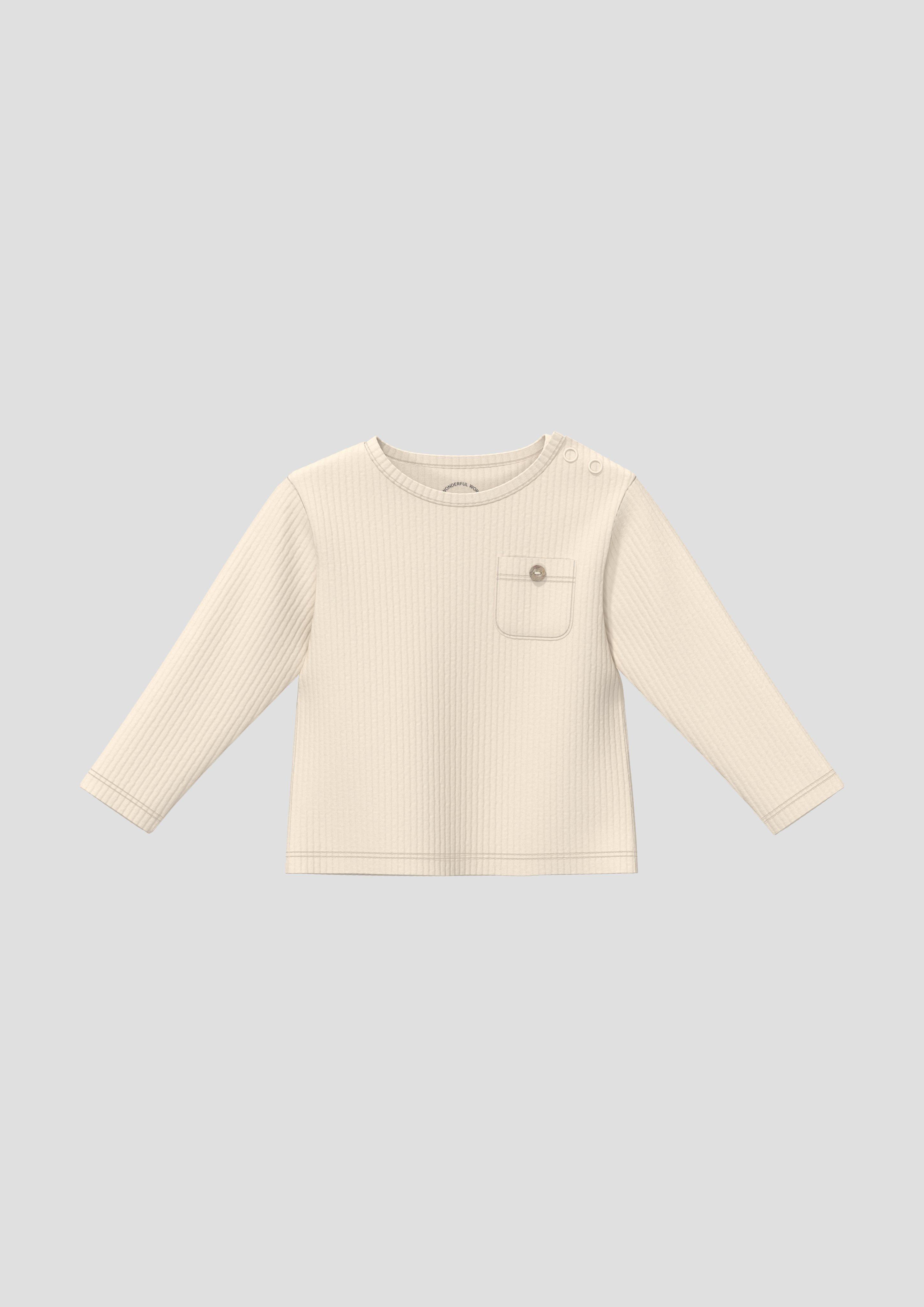 Kinder Weiches Unisex Rippshirt mit Brusttasche in beige von s.Oliver
