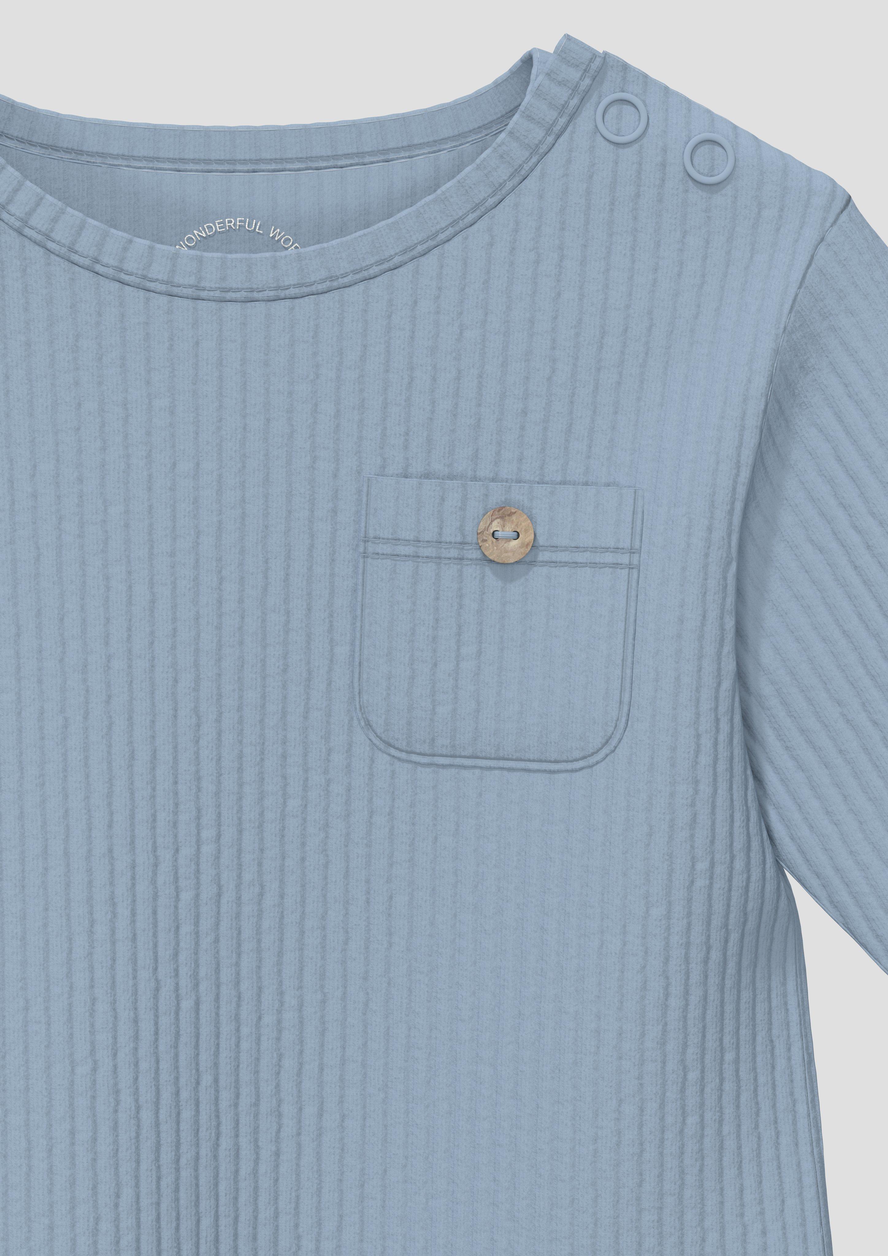Kinder Weiches Unisex Rippshirt mit Brusttasche in blau von s.Oliver