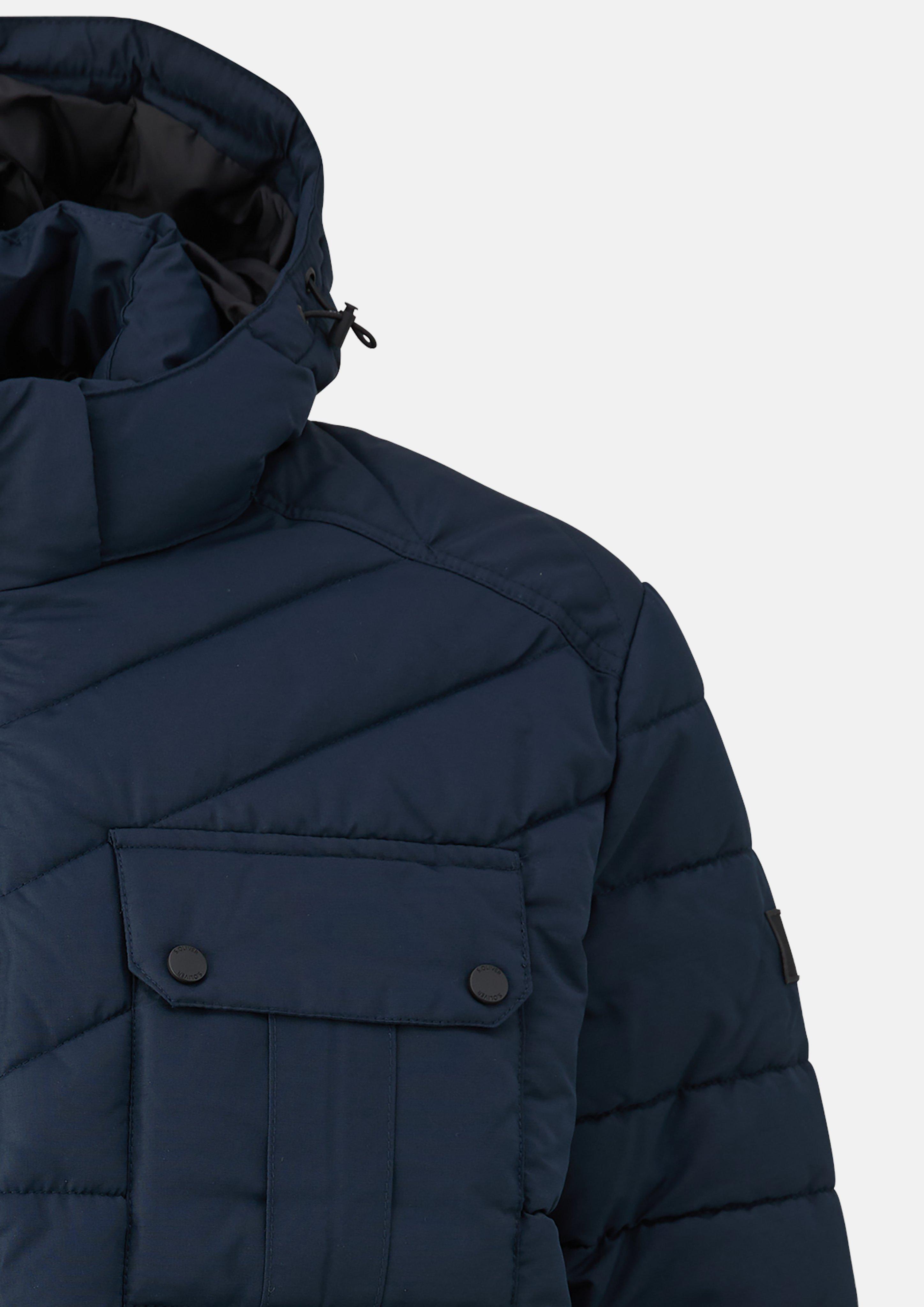 Heren Donsjack met afneembare capuchon en sportieve details in blauw van s.Oliver Men Big Sizes