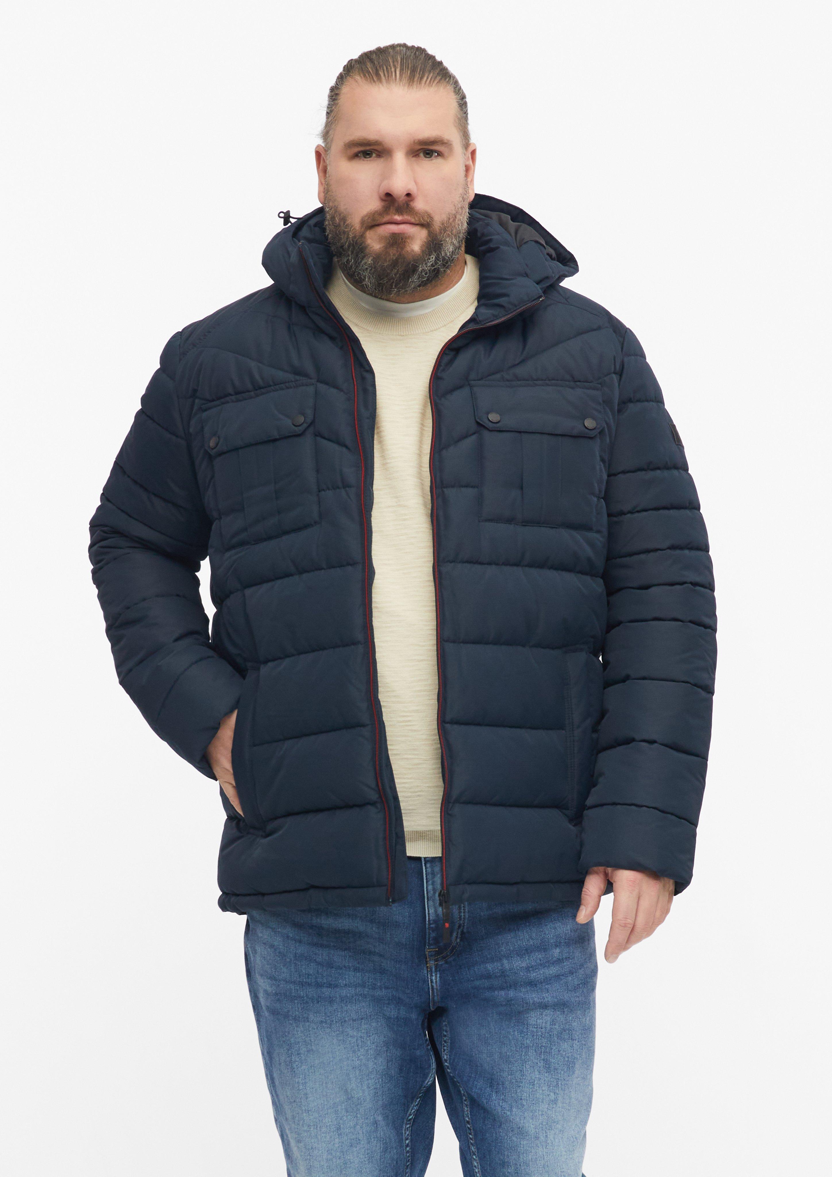 Kurtka puffer z odpinanym kapturem i sportowymi detalami w kolorze granatowy od s.Oliver Men Big Sizes