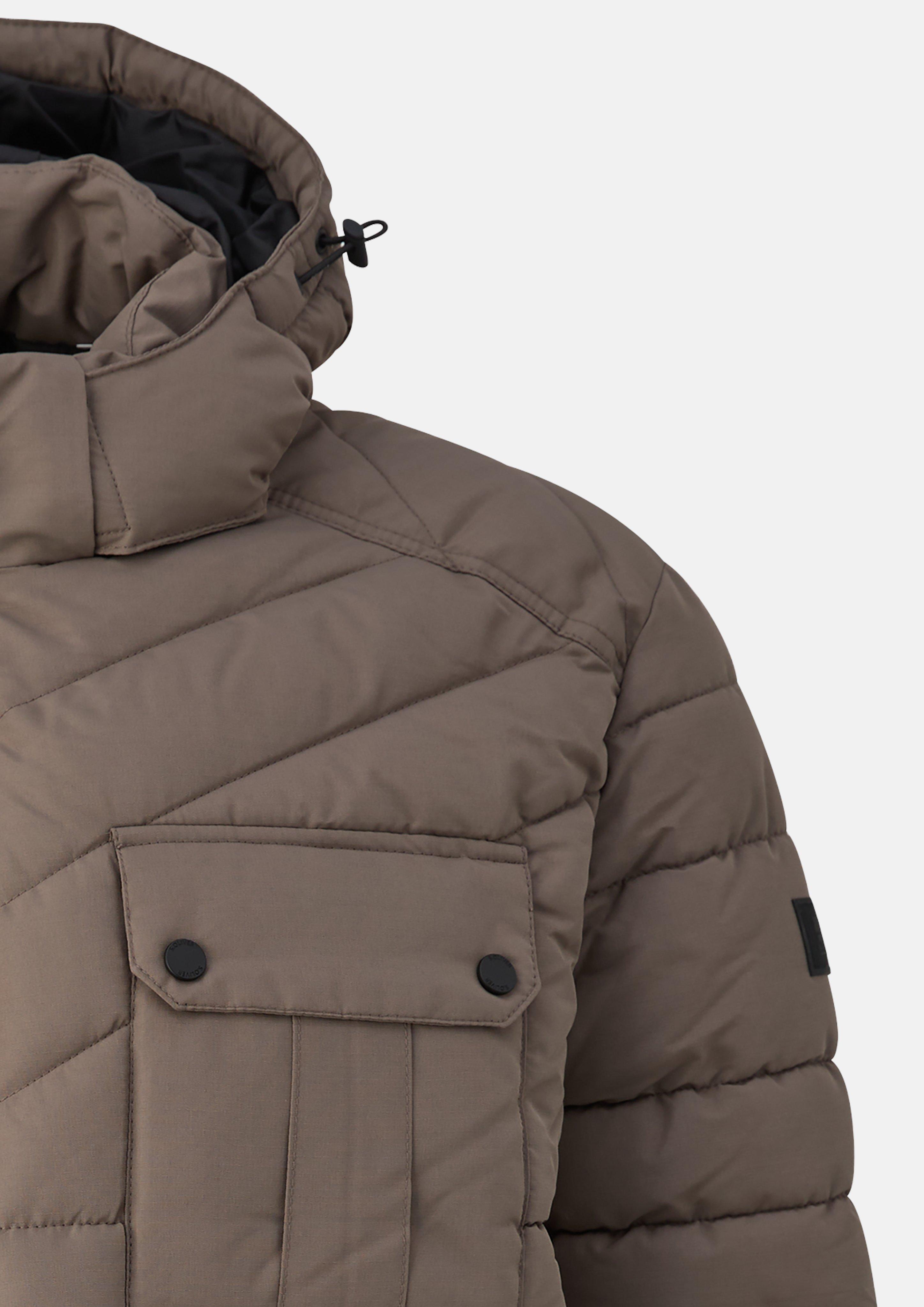 Heren Donsjack met afneembare capuchon en sportieve details in bruin van s.Oliver Men Big Sizes