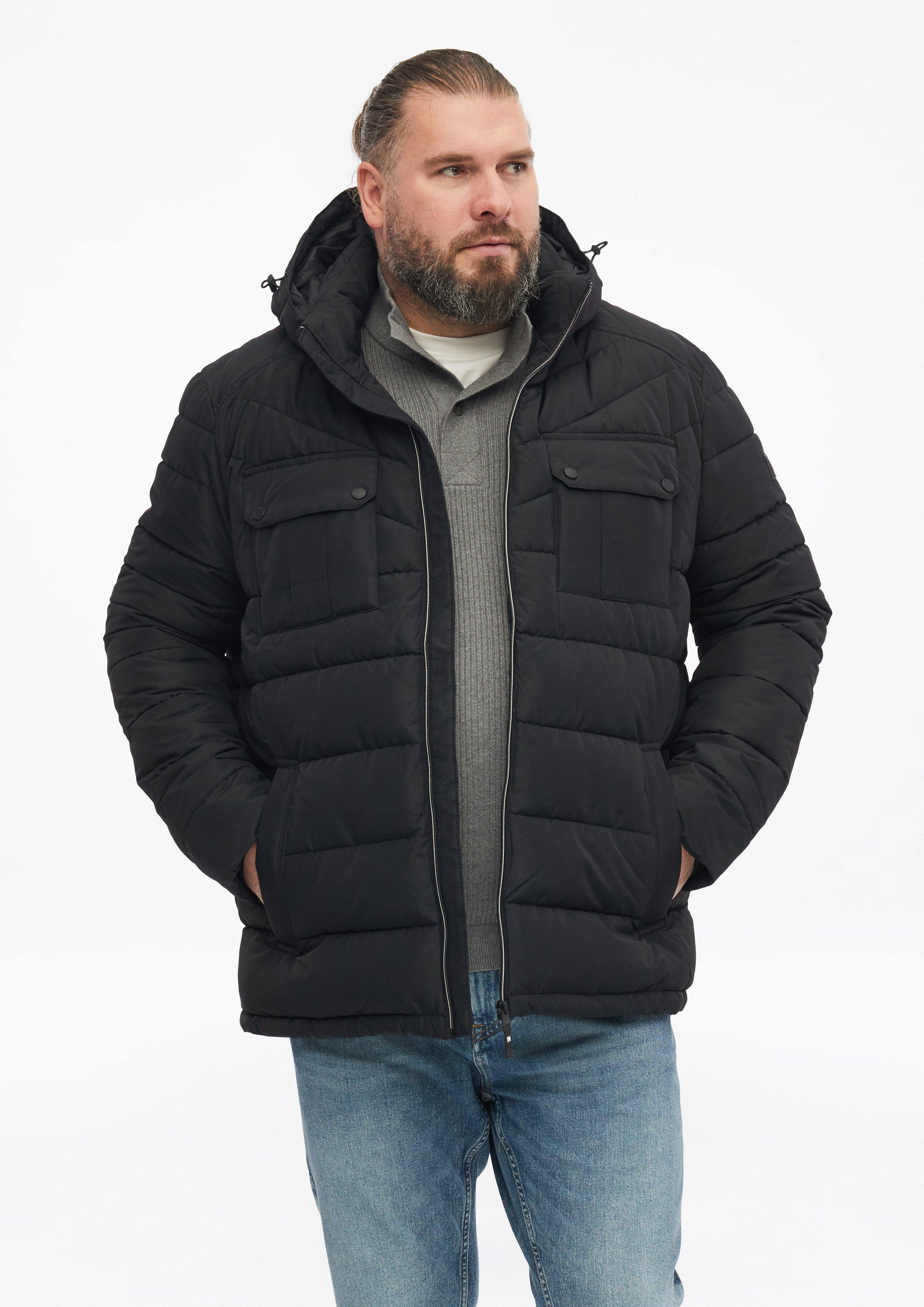 Donsjack met afneembare capuchon en sportieve details in zwart van s.Oliver Men Big Sizes