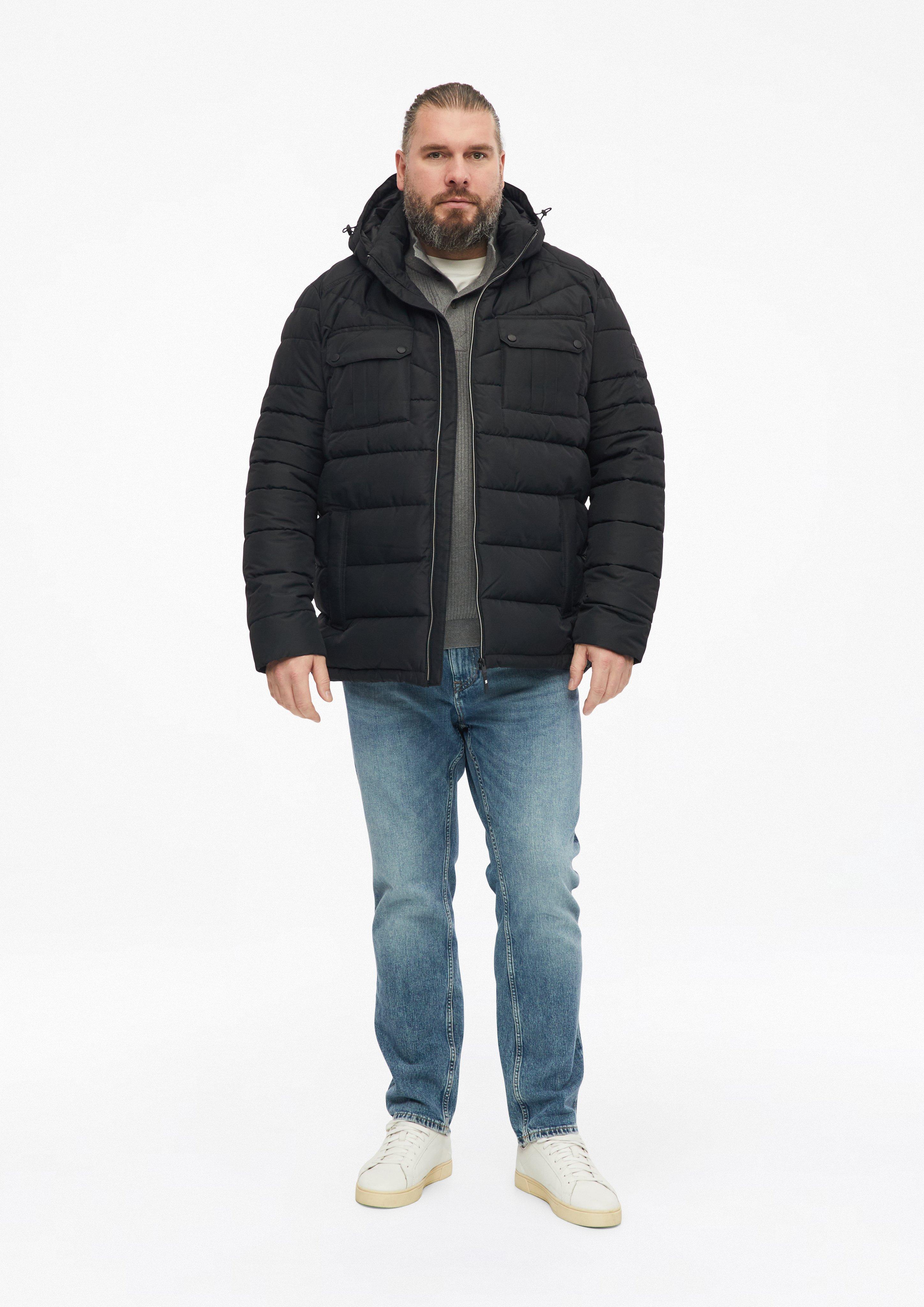Muškarci Prošivena jakna s uklonjivom kapuljačom i sportskim detaljima u boji crna od s.Oliver Men Big Sizes