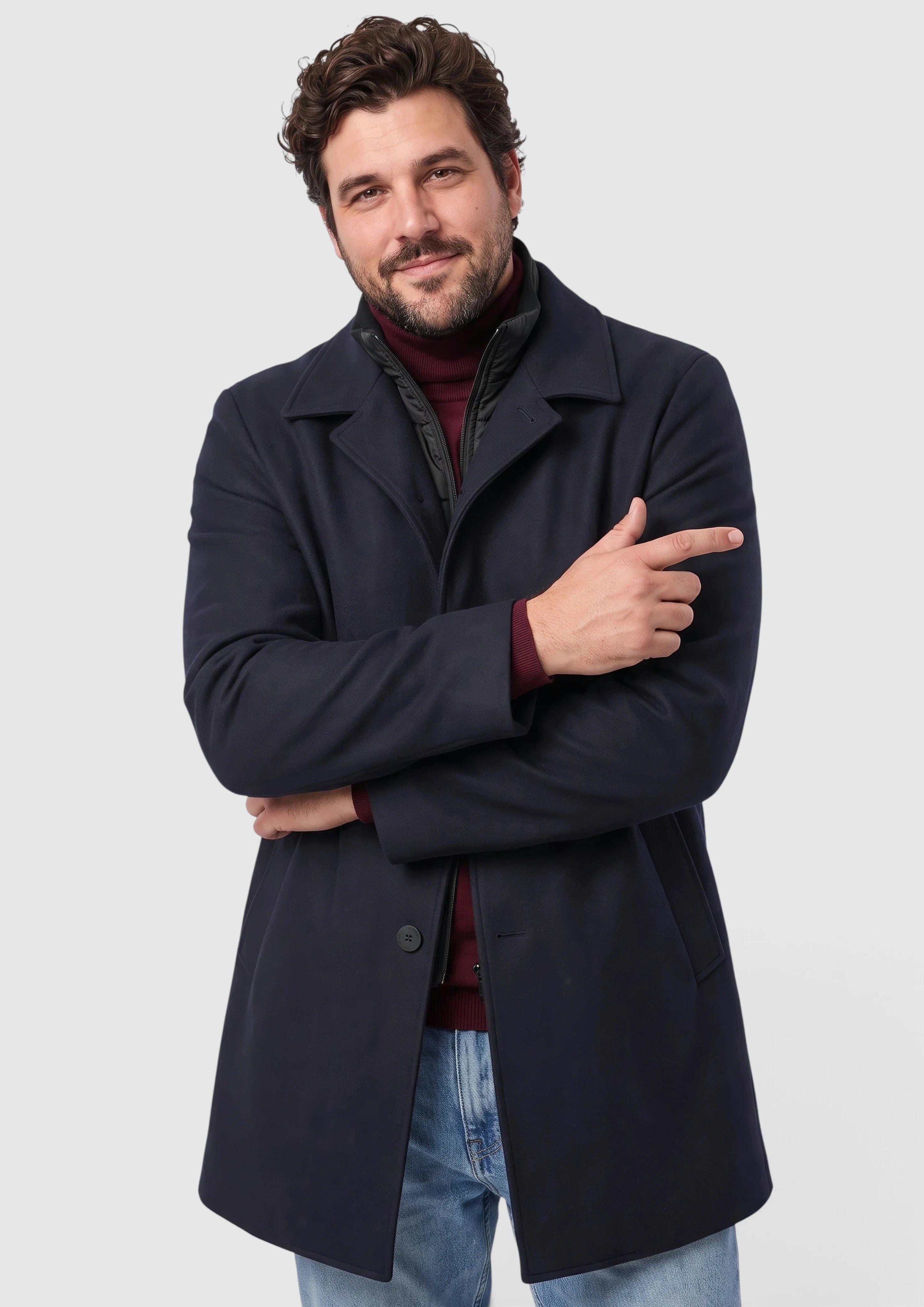 Manteau d'extérieur aspect laine avec empiècement en bleu marine de s.Oliver Men Big Sizes