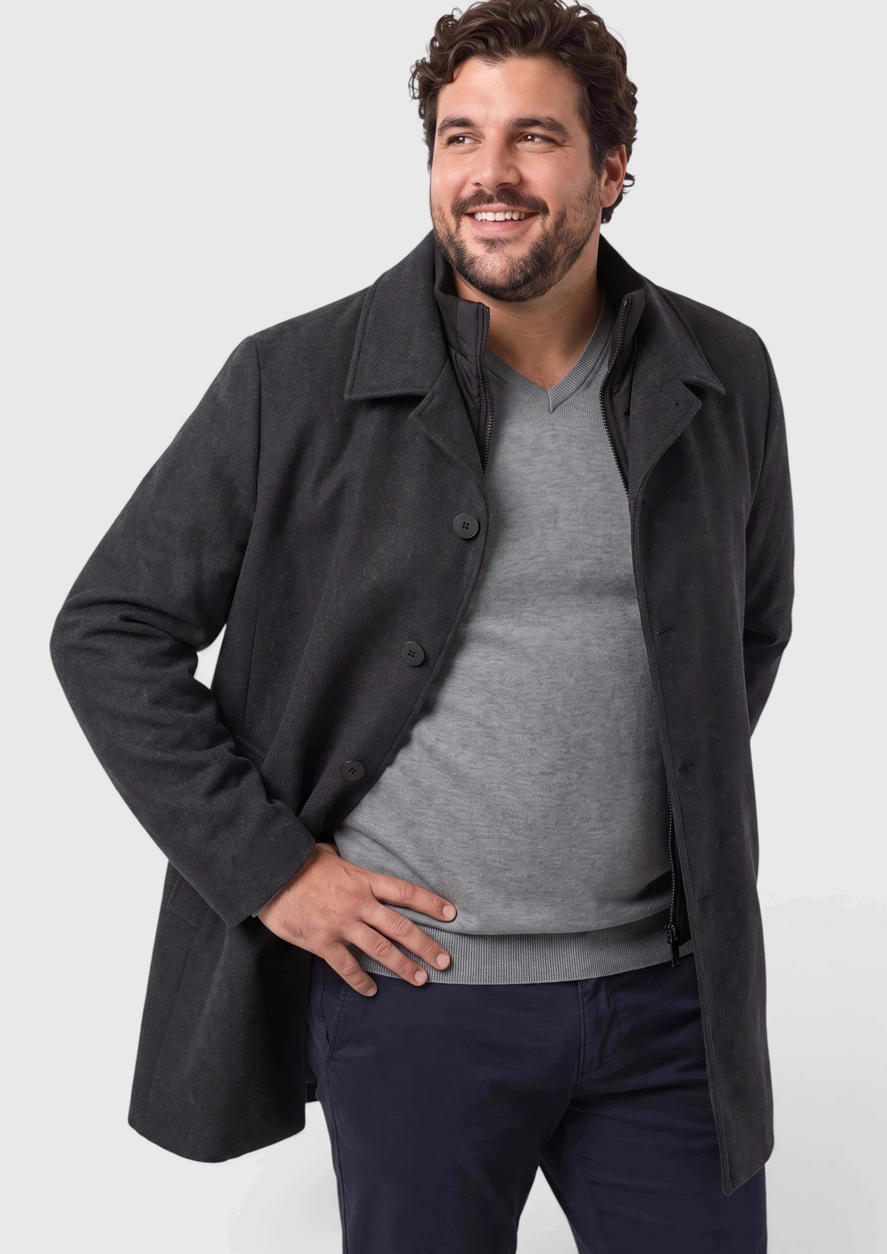 Outdoorjas in wollook met inzetstuk in donkergrijs van s.Oliver Men Big Sizes