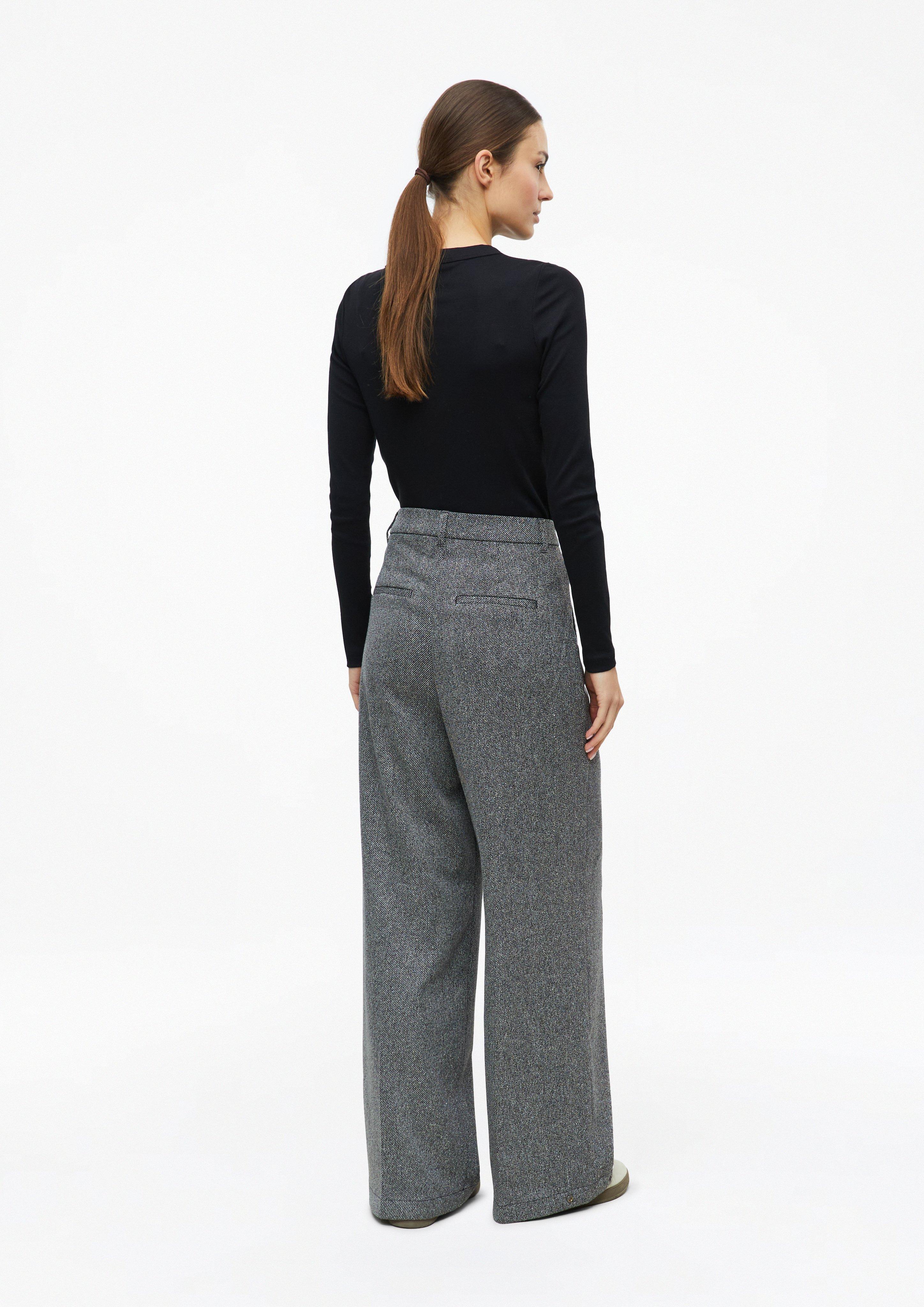 Women Pleated pants with adjustable hem in grey by s.Oliver