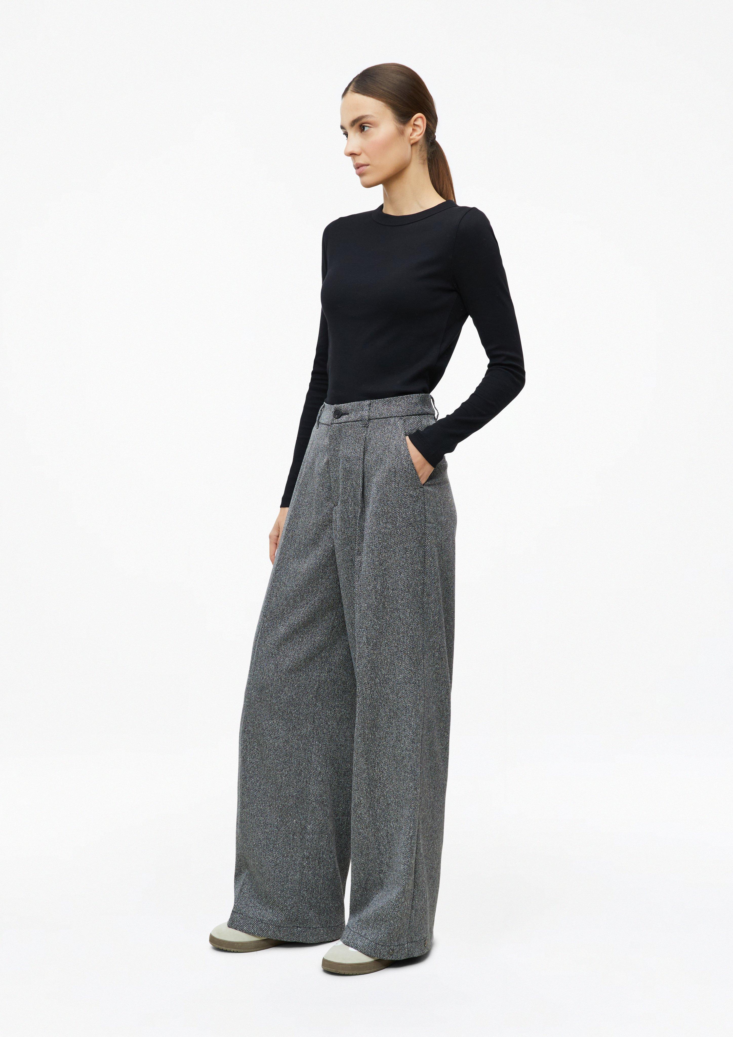 Women Pleated pants with adjustable hem in grey by s.Oliver