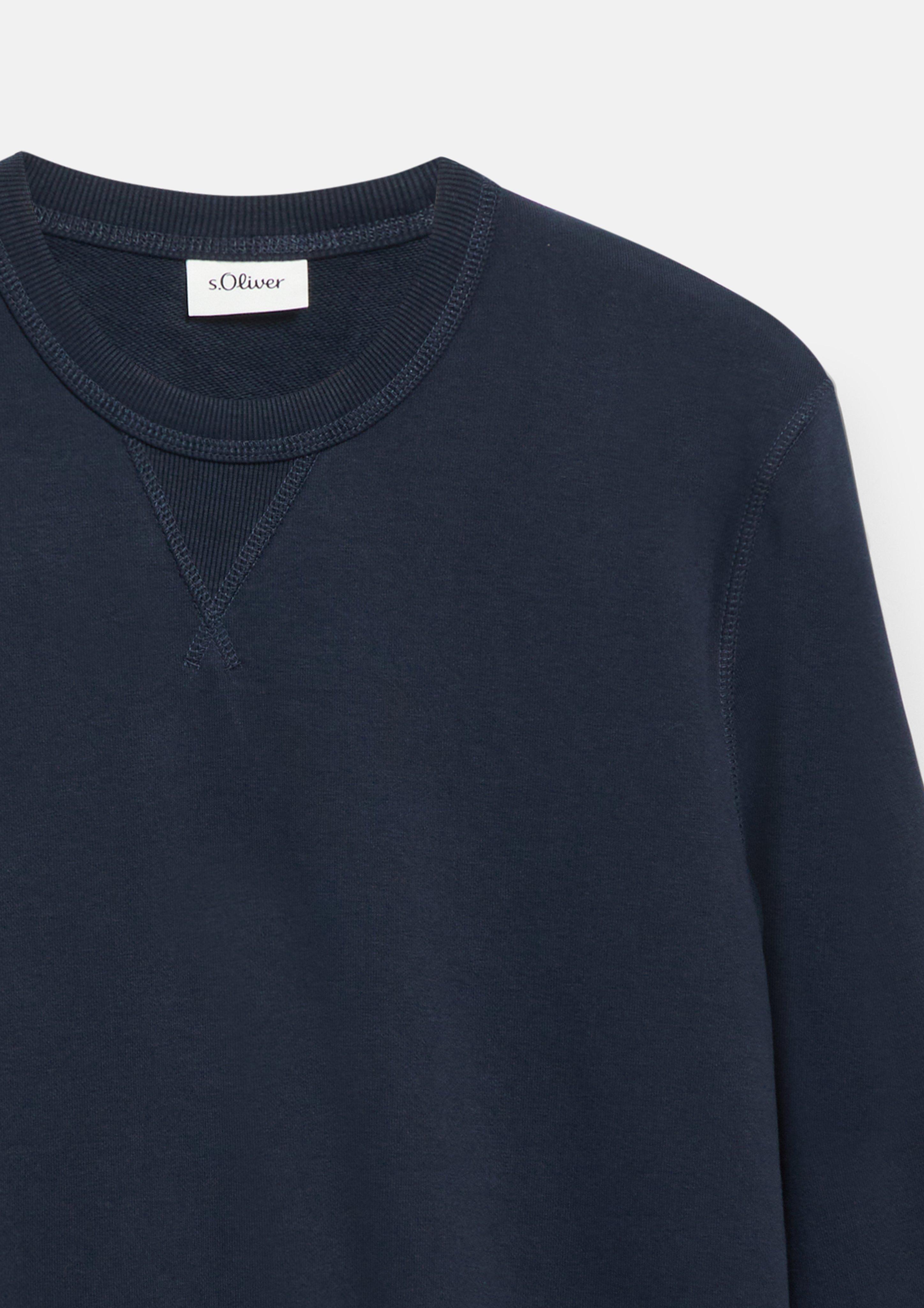Herren Sweatshirt mit Triangle-Einsatz und Rippbündchen in blau von s.Oliver