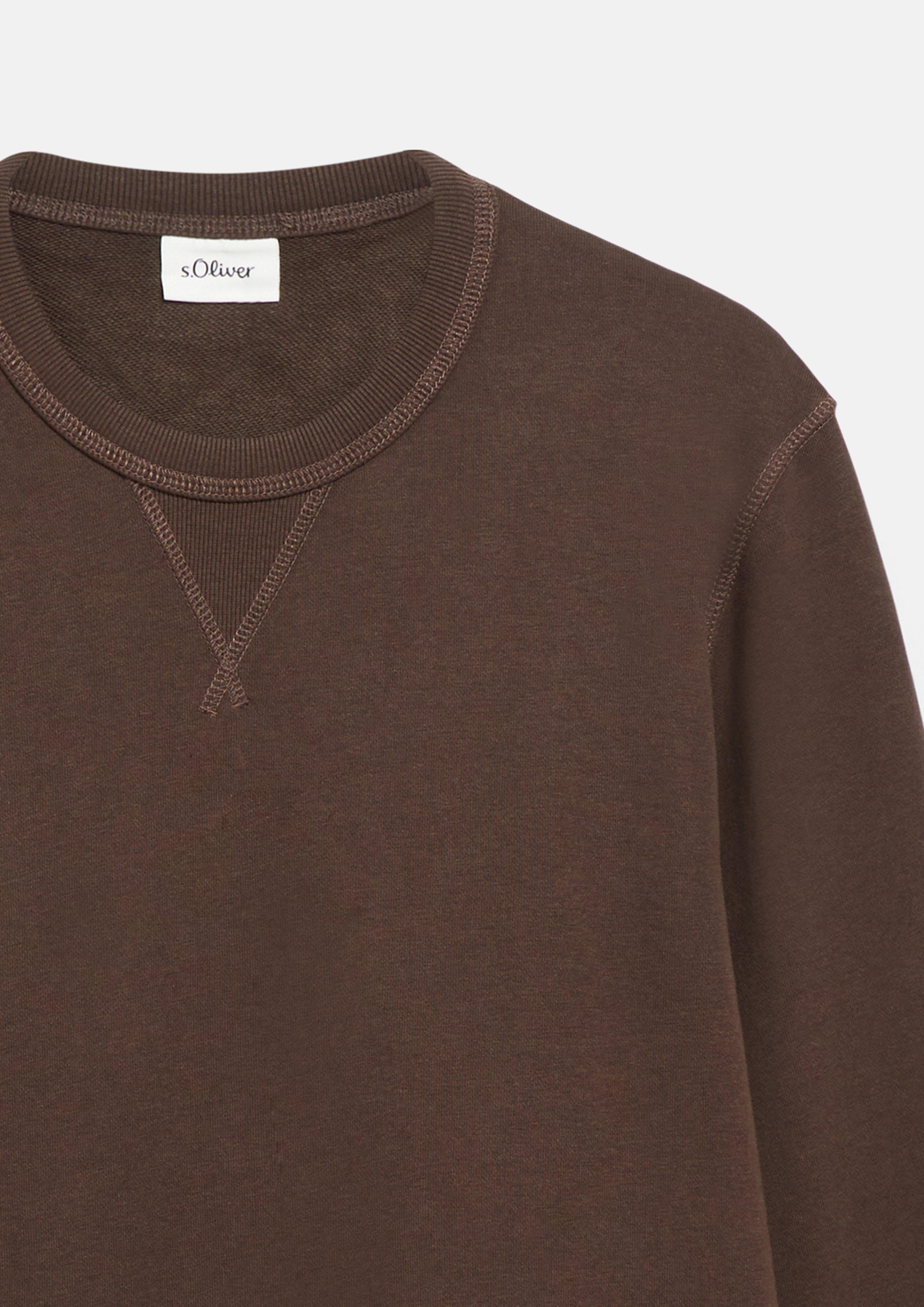Herren Sweatshirt mit Triangle-Einsatz und Rippbündchen in braun von s.Oliver