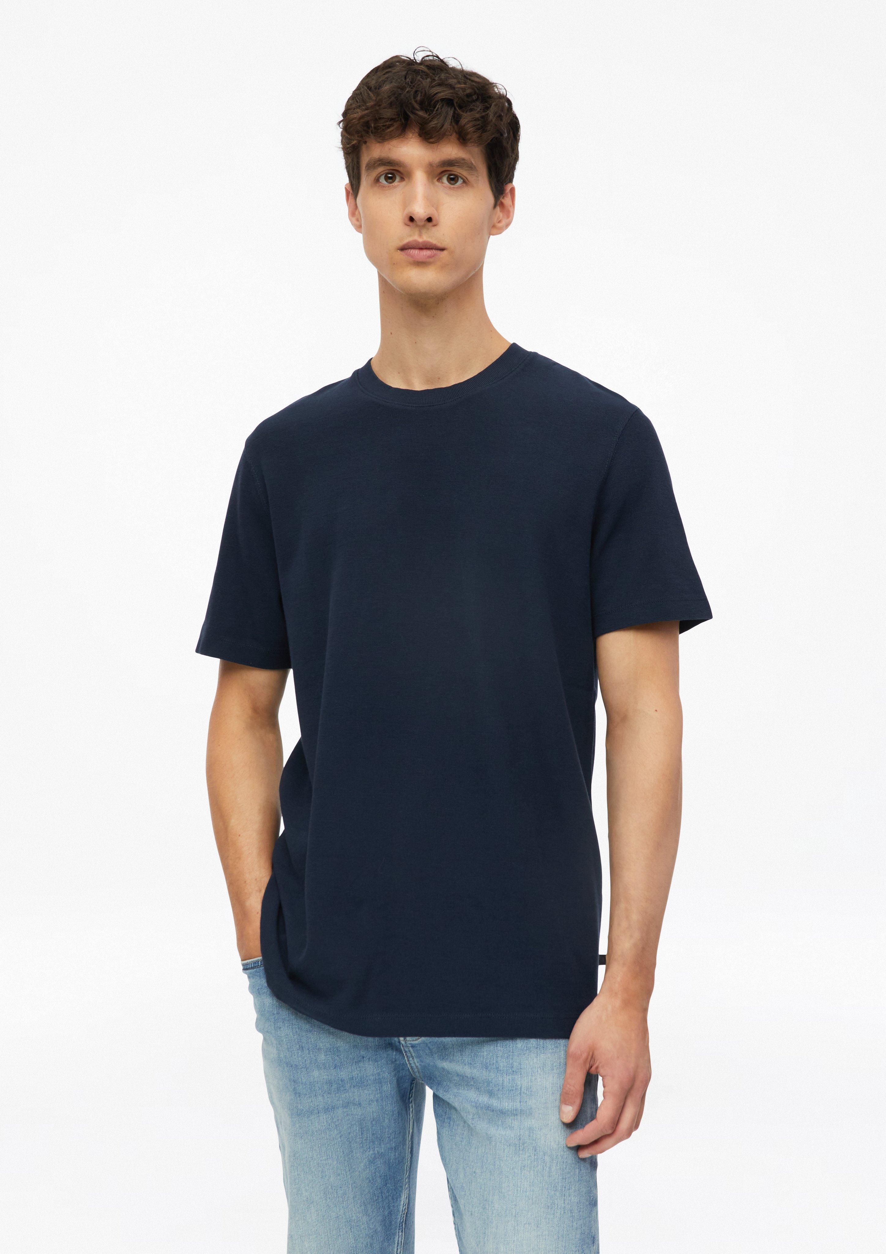 Herren Waffeljersey-T-Shirt aus reiner Baumwolle in navy von s.Oliver
