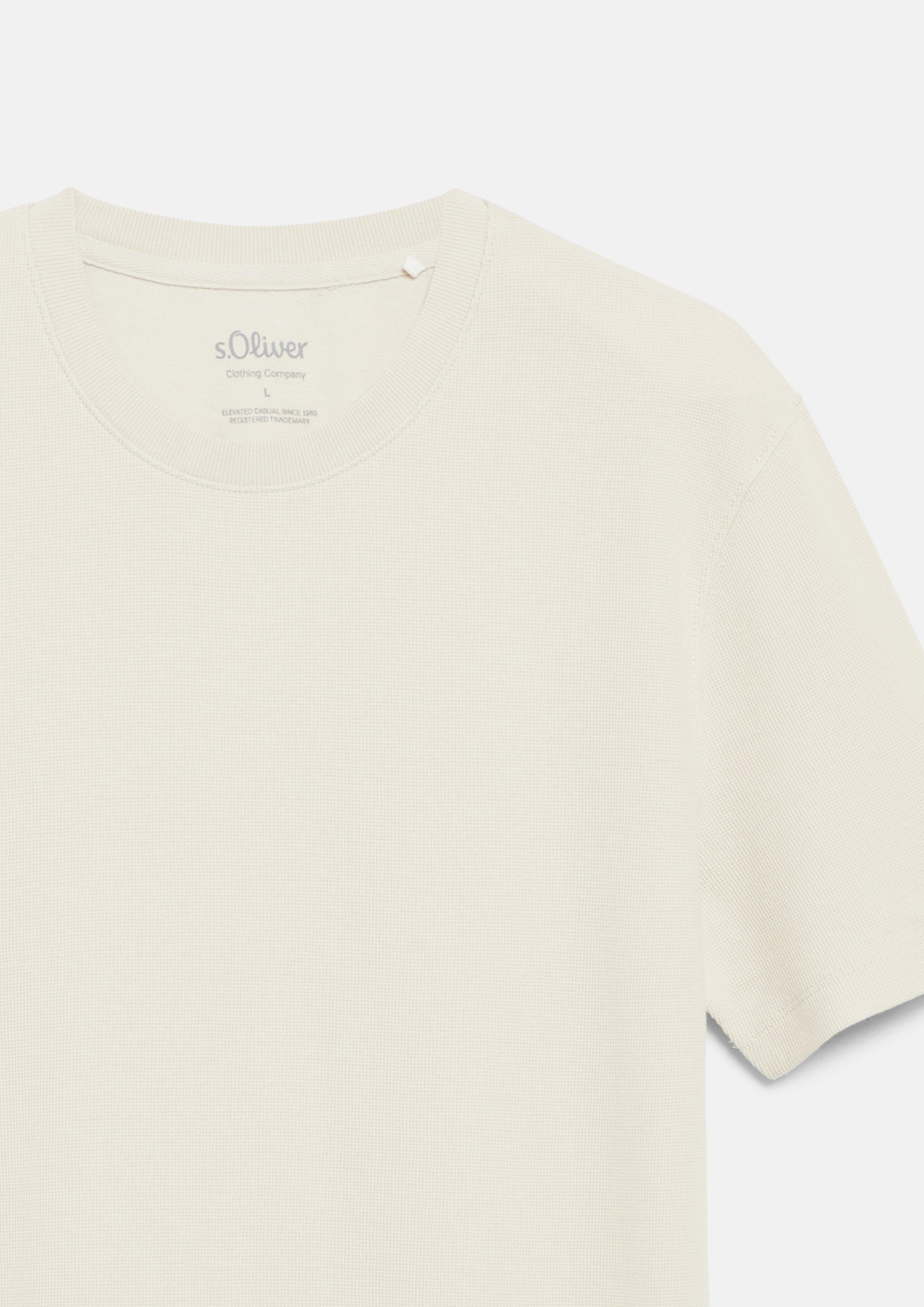 Hommes T-shirt en jersey gaufré 100 % coton en beige de s.Oliver