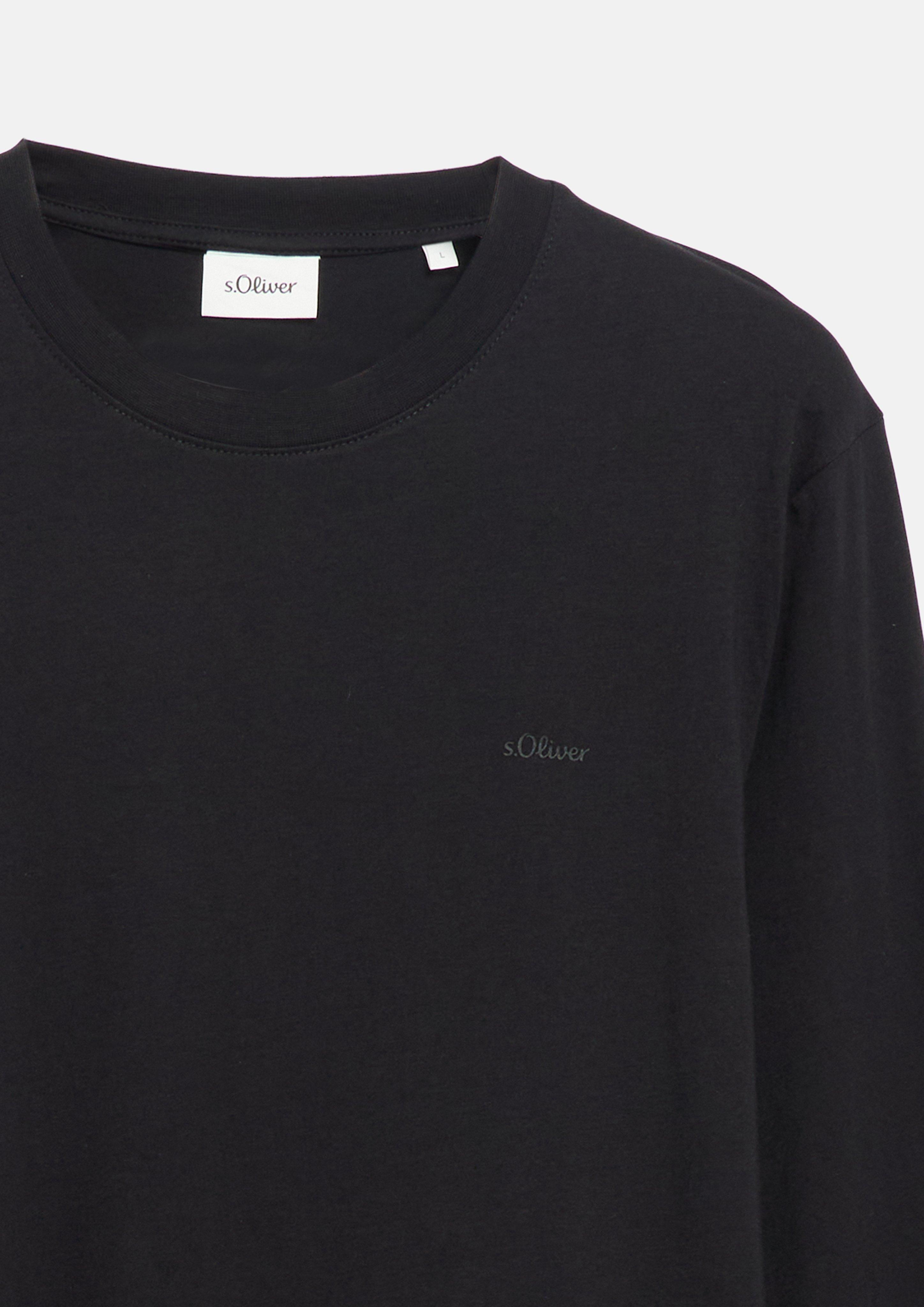 Herren Baumwoll-Longsleeve mit Logo in schwarz von s.Oliver