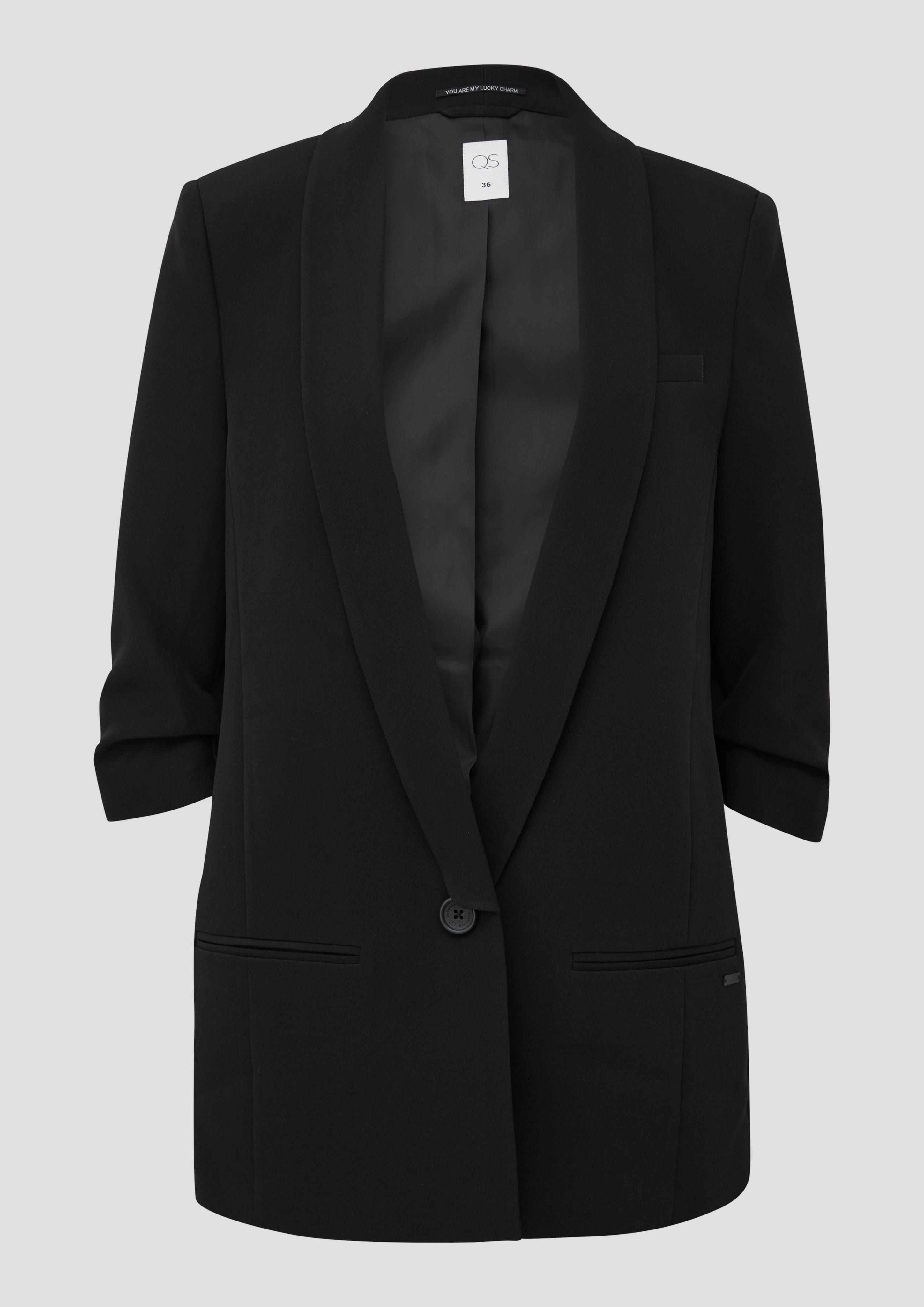 Damen Blazer mit gerafftem Dreiviertelarm in schwarz von QS