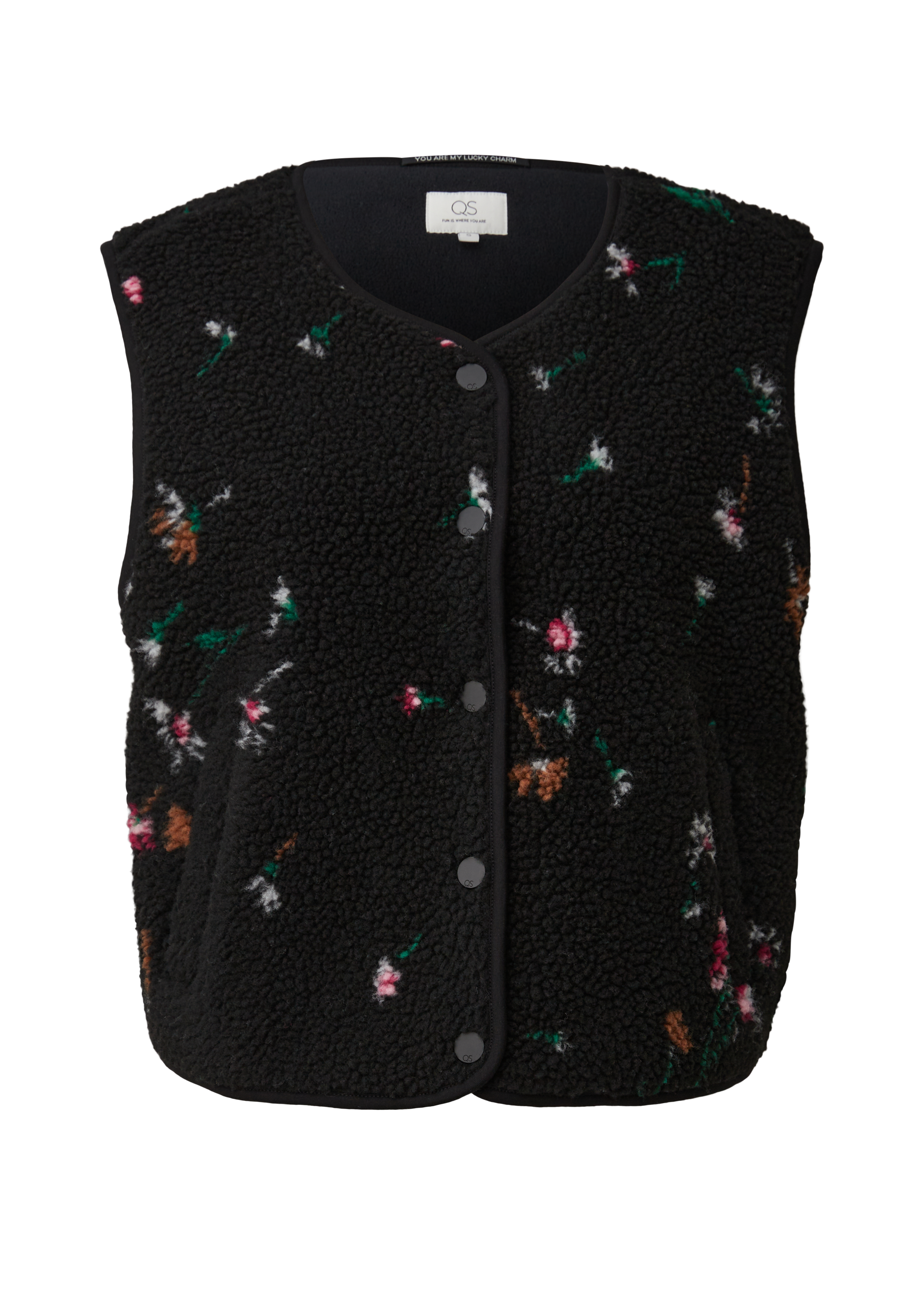 Zacht teddyvest met all-over-print