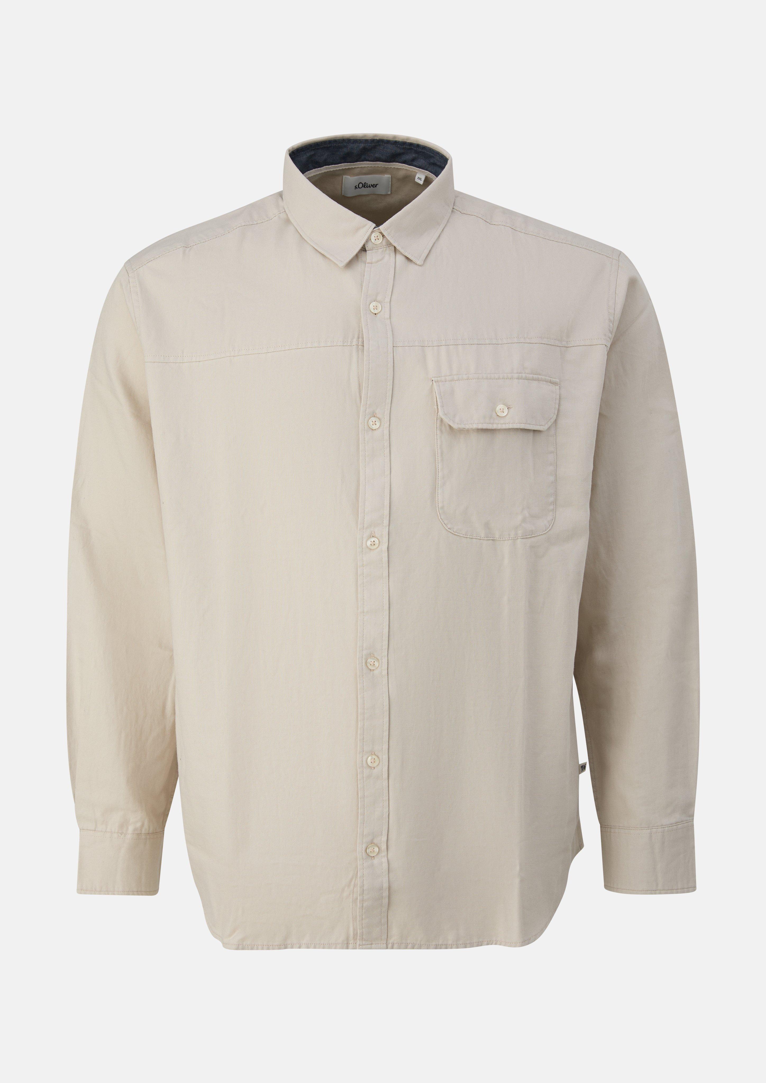 Coupe classique : chemise avec poche poitrine et détails de coutures en beige de s.Oliver Men Big Sizes