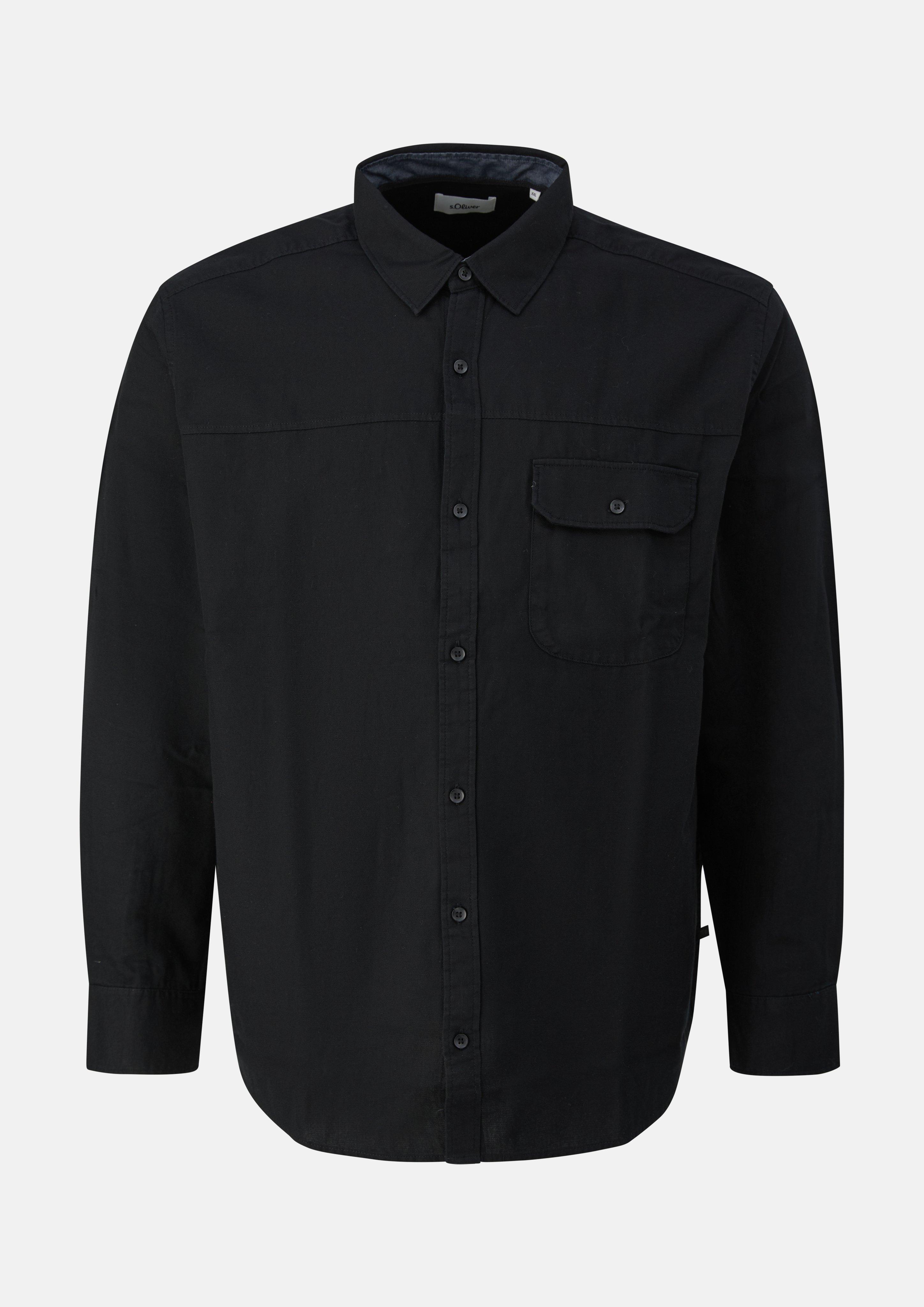 Coupe classique : chemise avec poche poitrine et détails de coutures en noir de s.Oliver Men Big Sizes