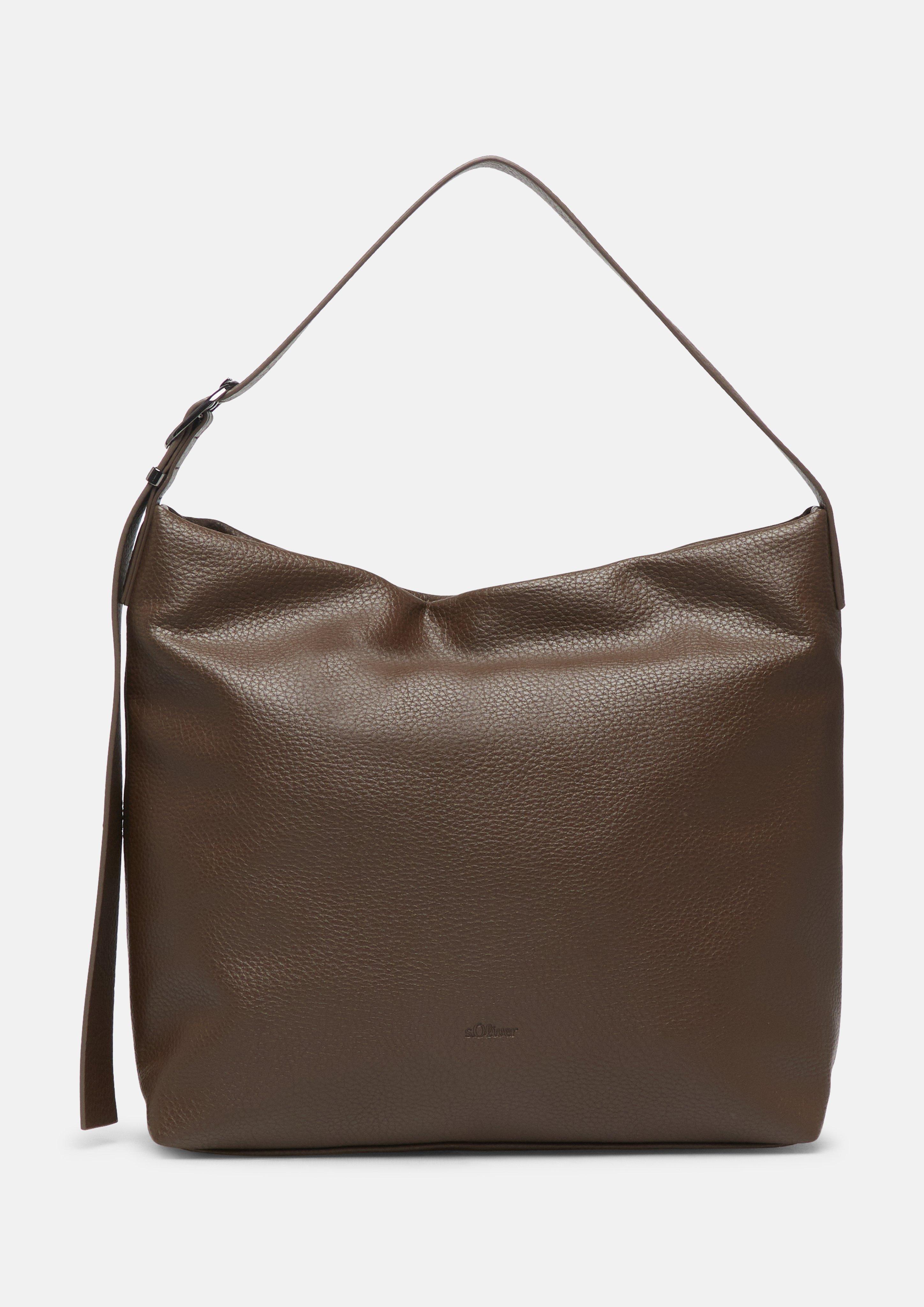 Hobo Bag mit Reißverschlussfach und verstellbarem Schultergurt in Farbe dunkelbraun von s.Oliver