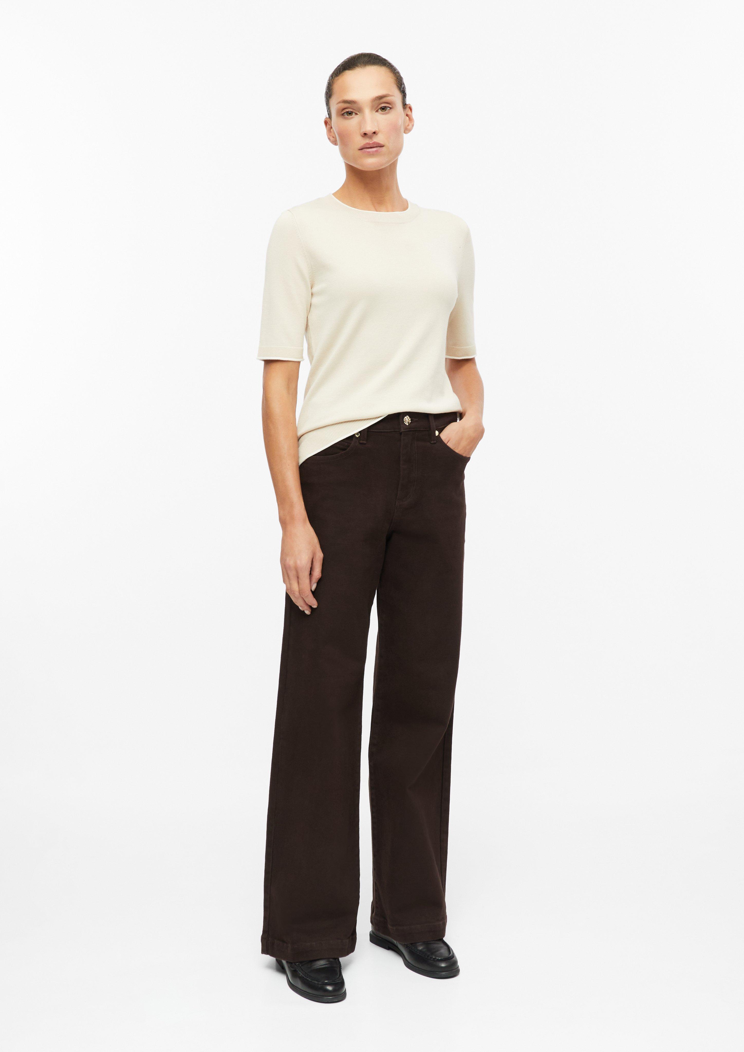 Damen Jeans Suri / Regular Fit / High Rise / Wide Leg / mit Zierknopf in braun von s.Oliver BLACK LABEL