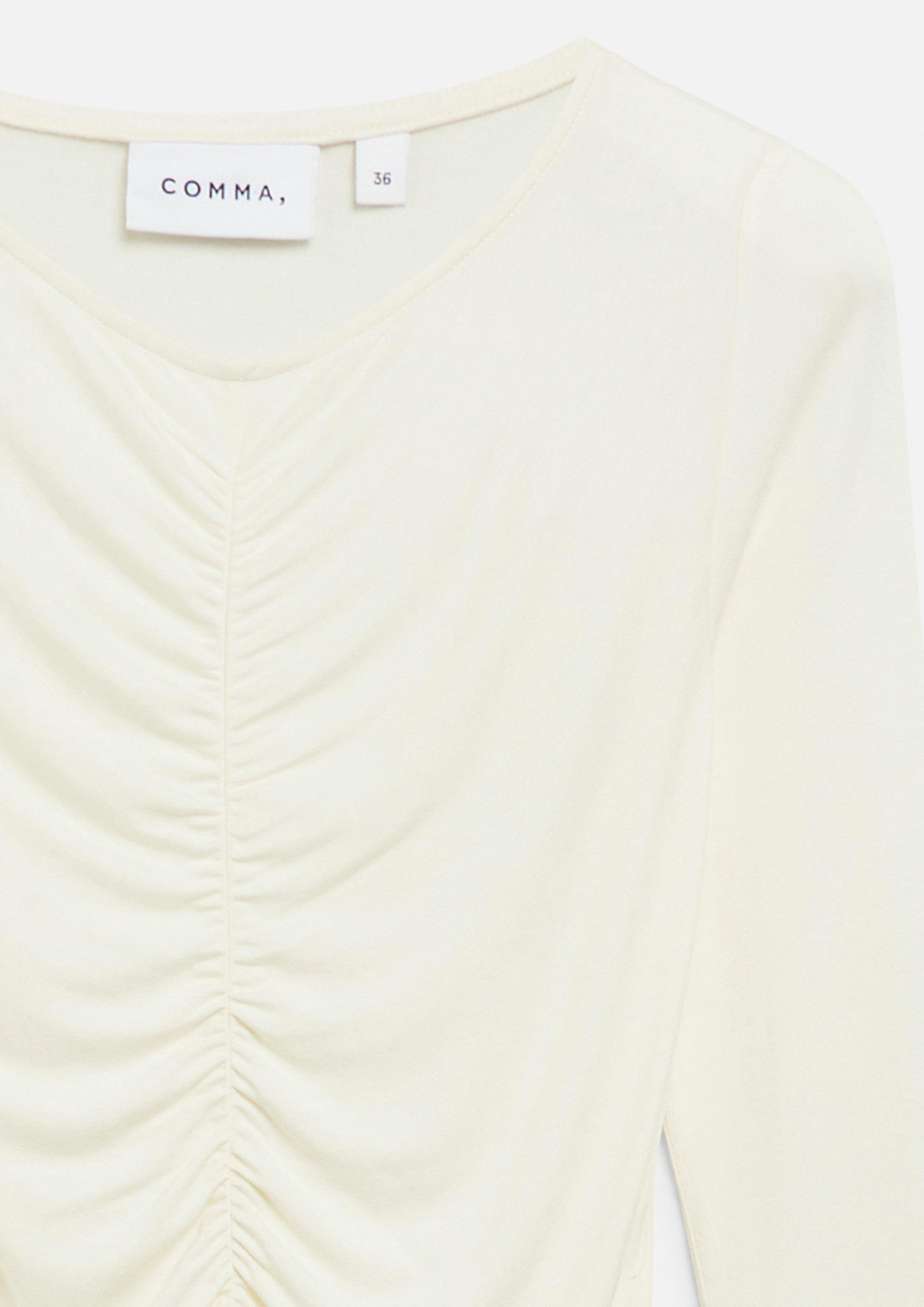 Damen Viskosemix-Shirt mit Raffung in creme von comma