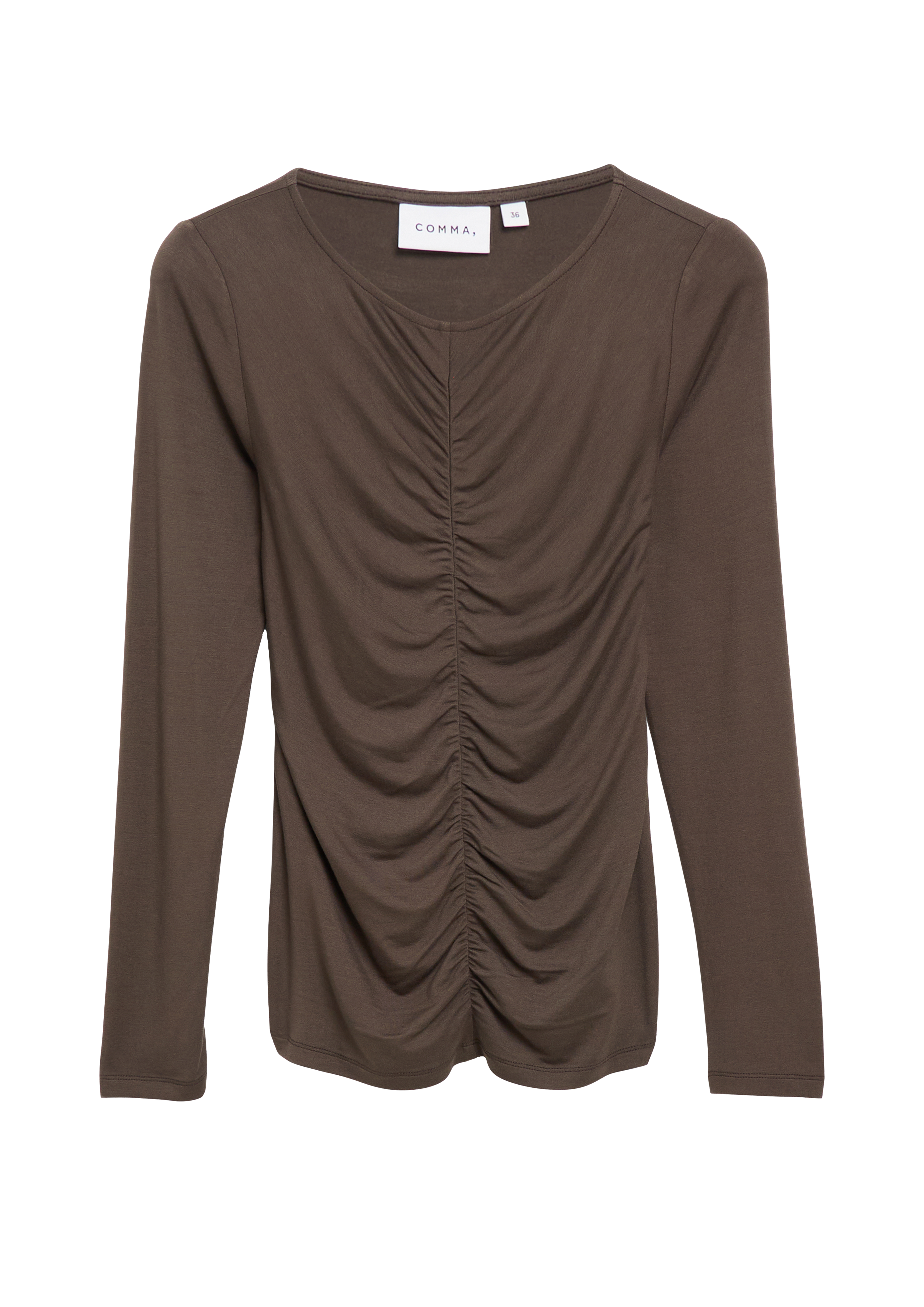 Shirt van viscose-mix met plooien