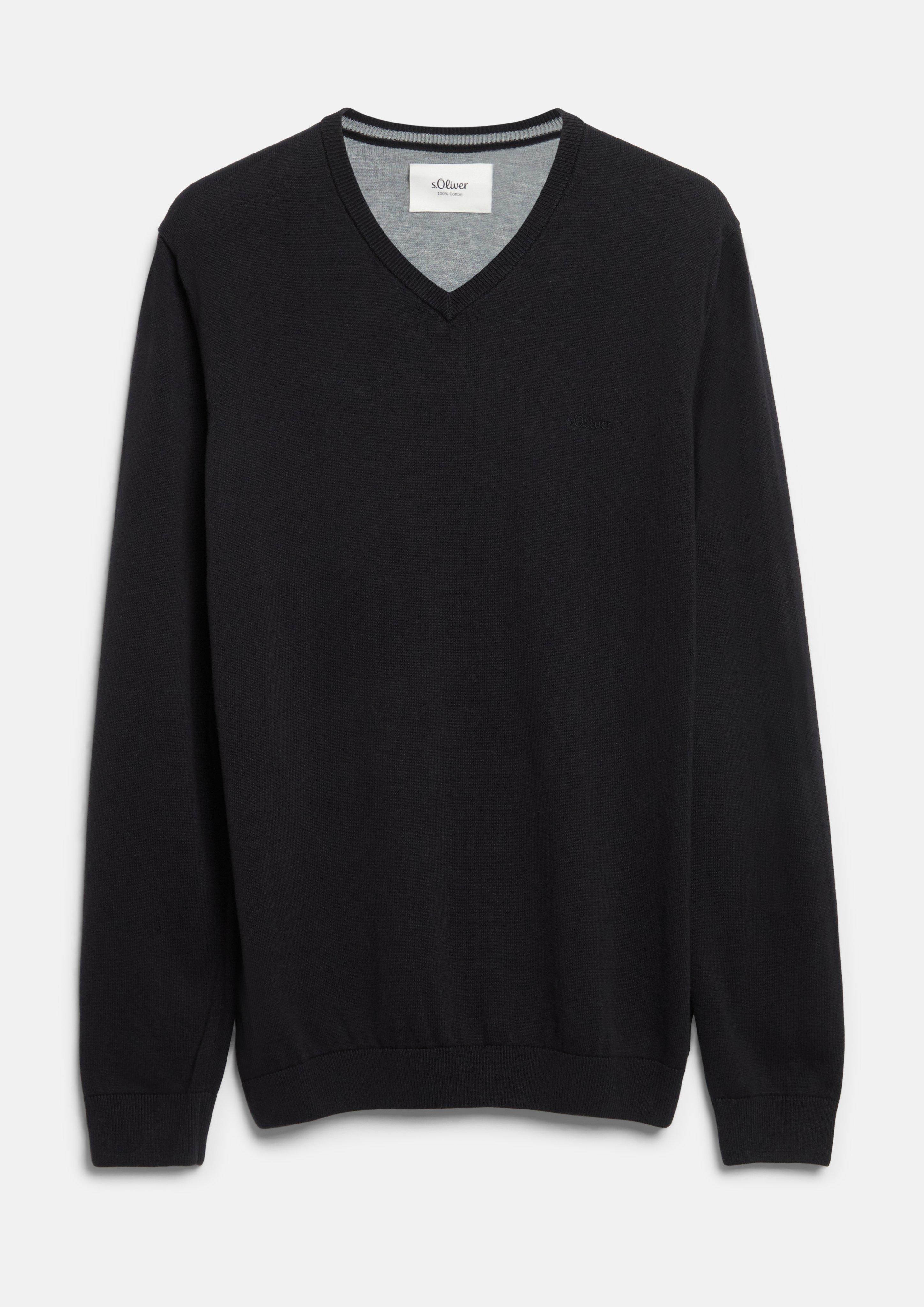 Hommes Pull en tricot en noir de s.Oliver
