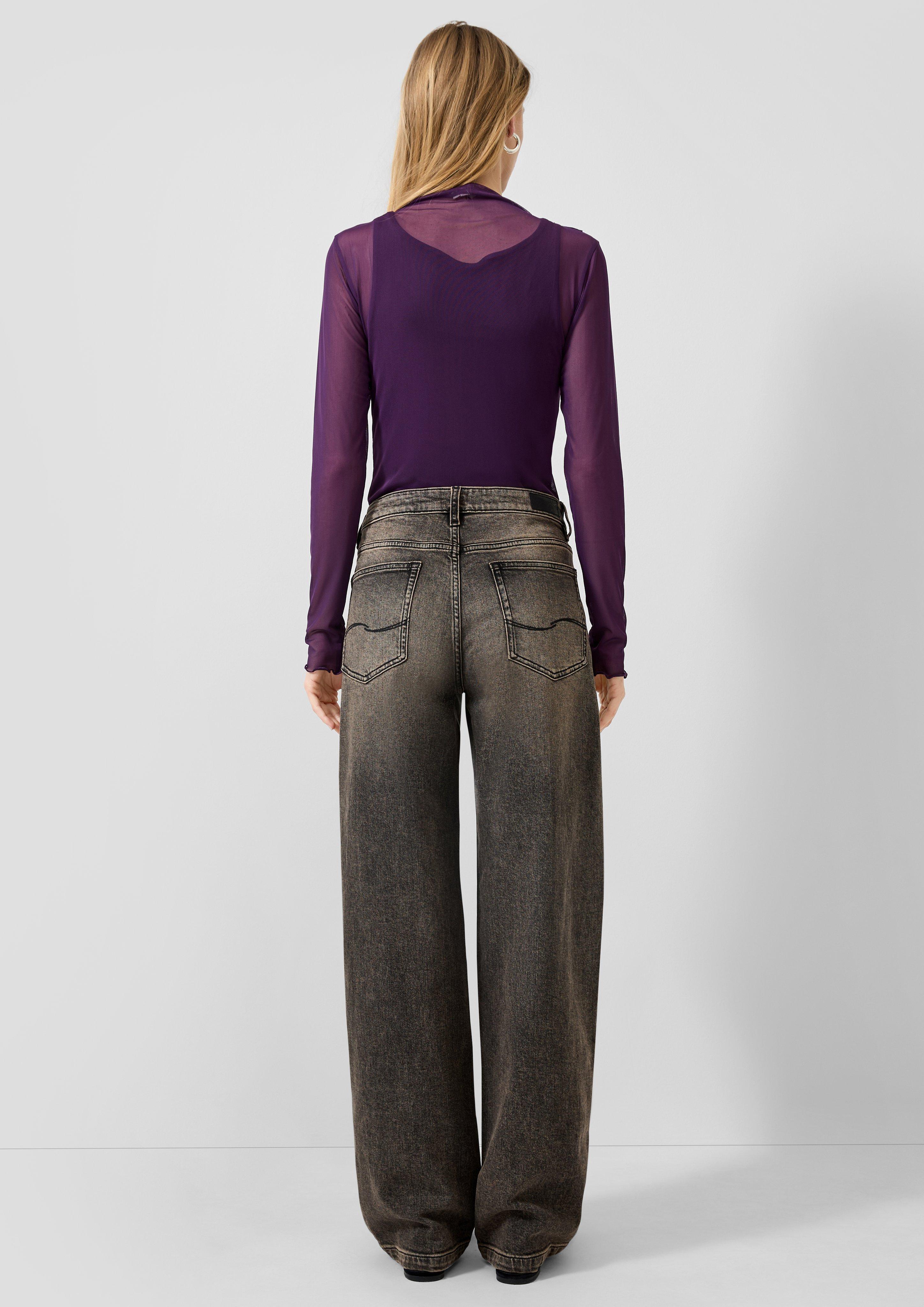 Femmes T-shirt en maille double épaisseur en violet de QS