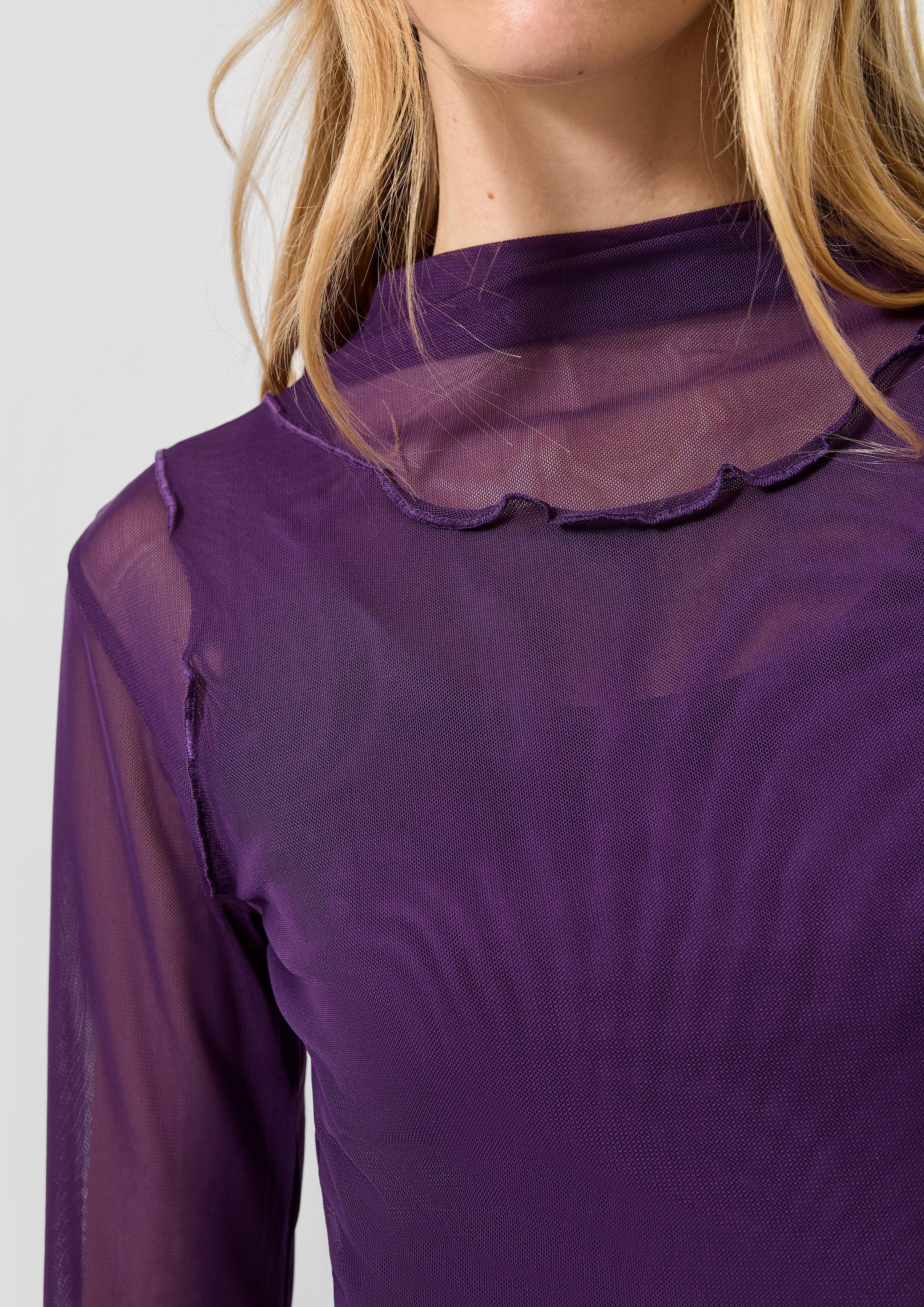 Femmes T-shirt en maille double épaisseur en violet de QS