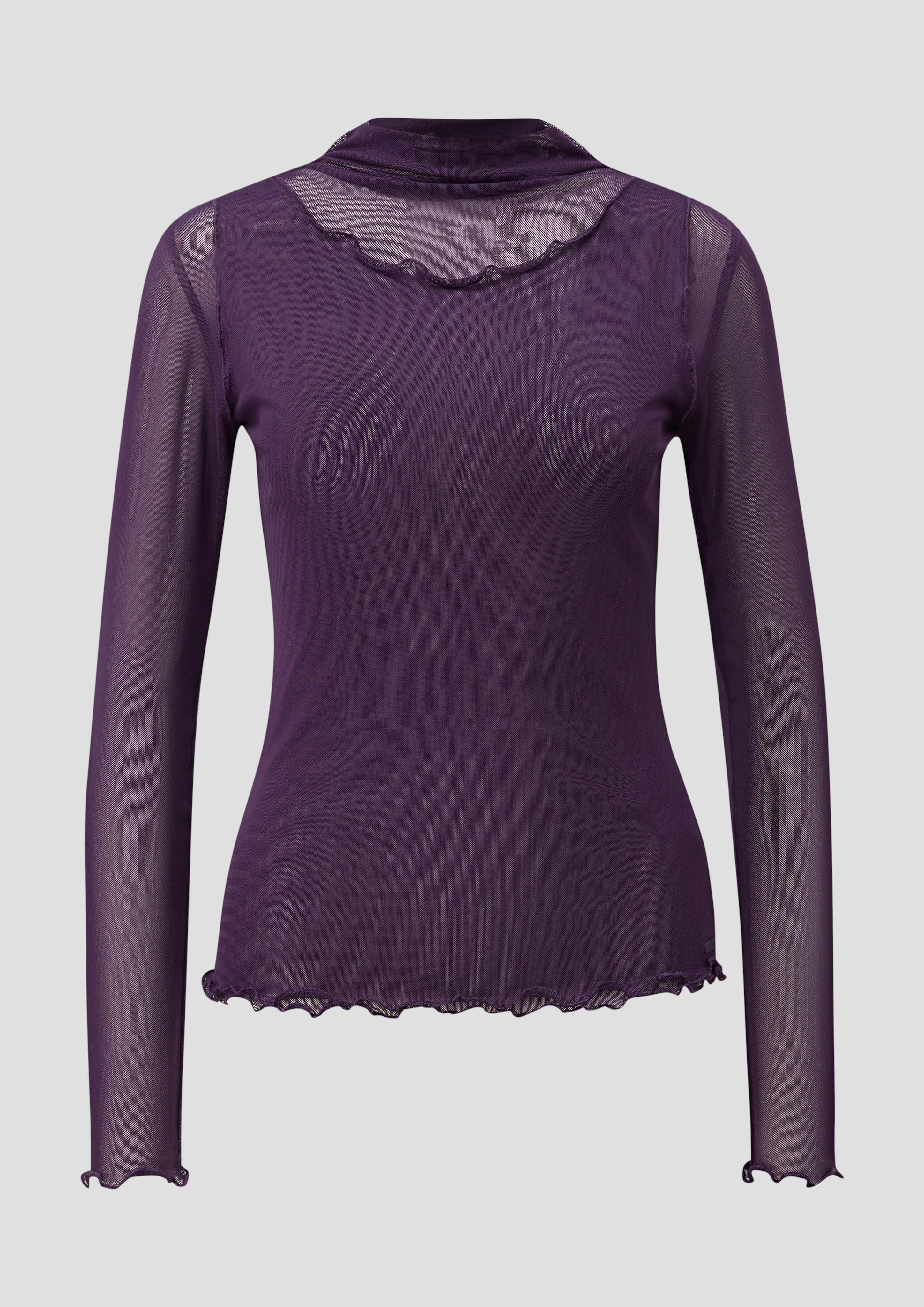Femmes T-shirt en maille double épaisseur en violet de QS