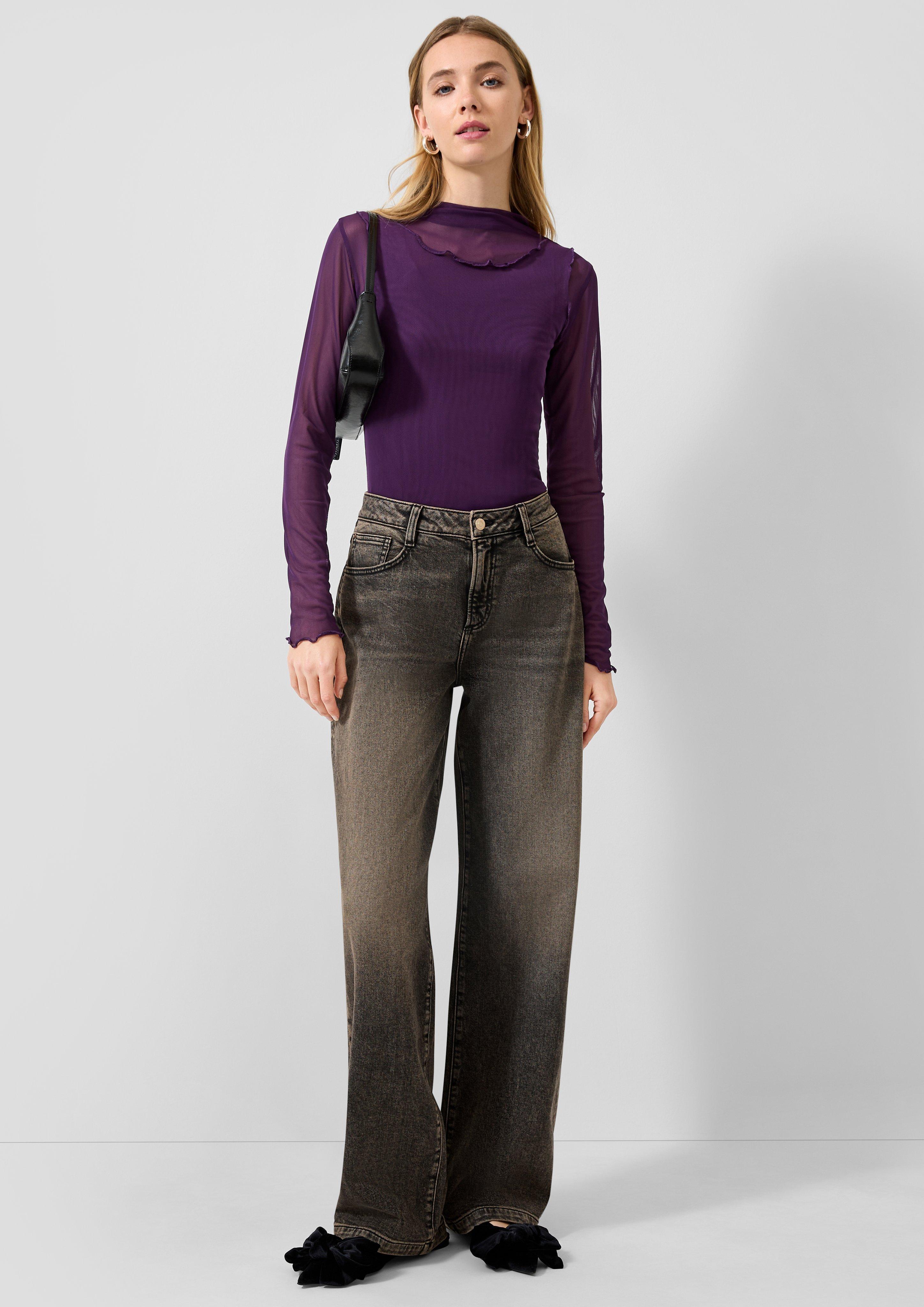 Femmes T-shirt en maille double épaisseur en violet de QS