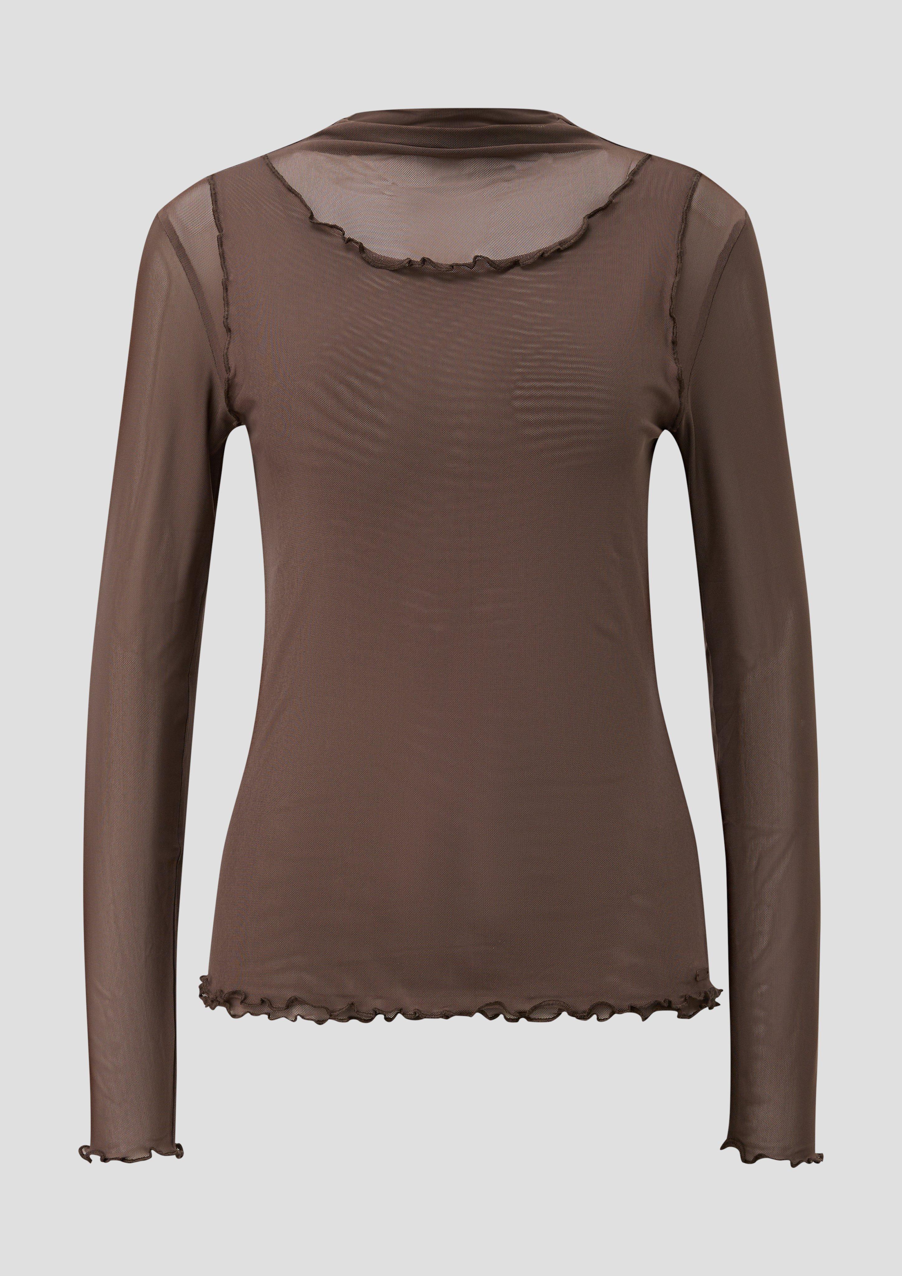 Femmes T-shirt en maille double épaisseur en brun de QS