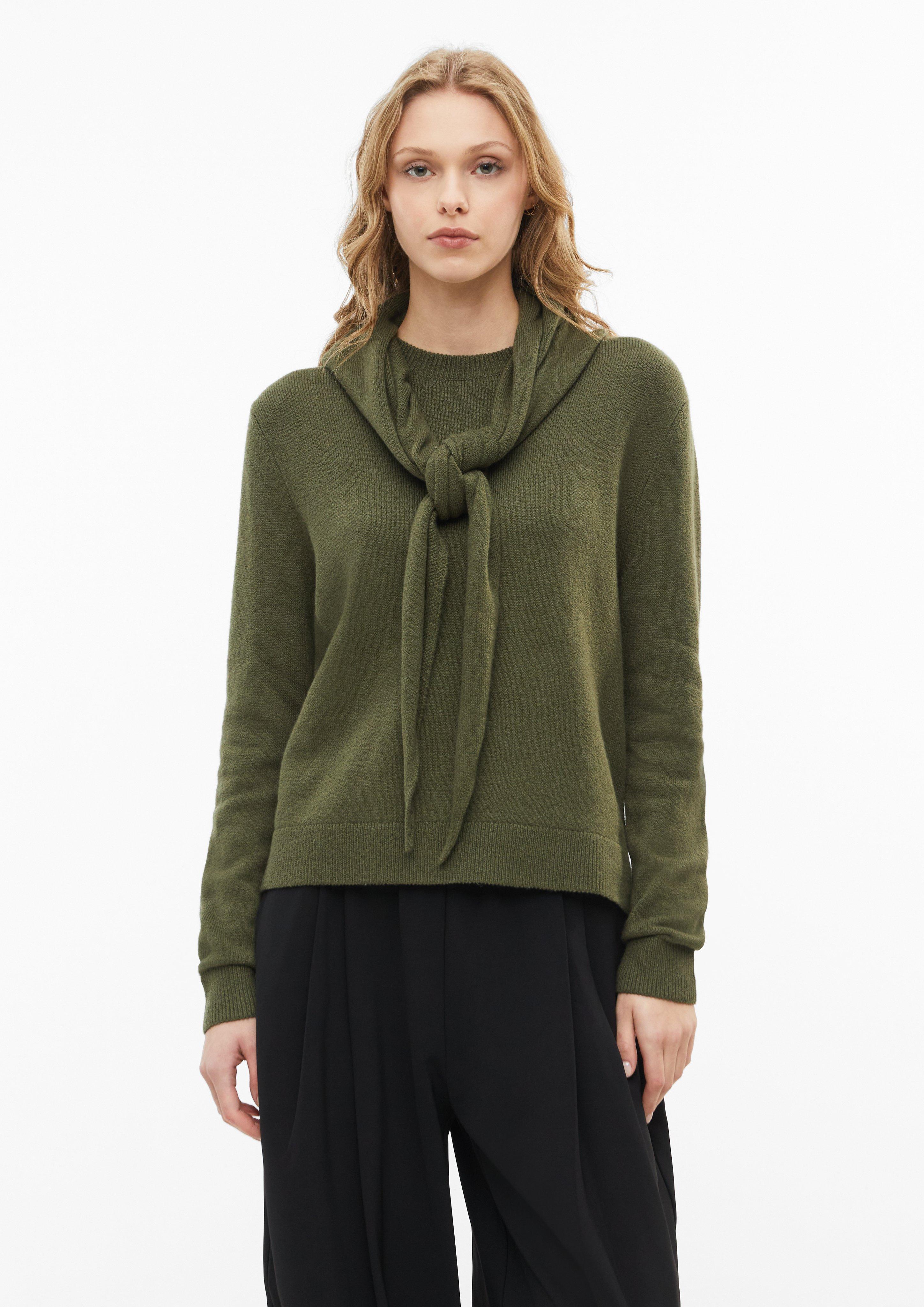 Strickpullover mit Schal in Farbe olivgrün von s.Oliver