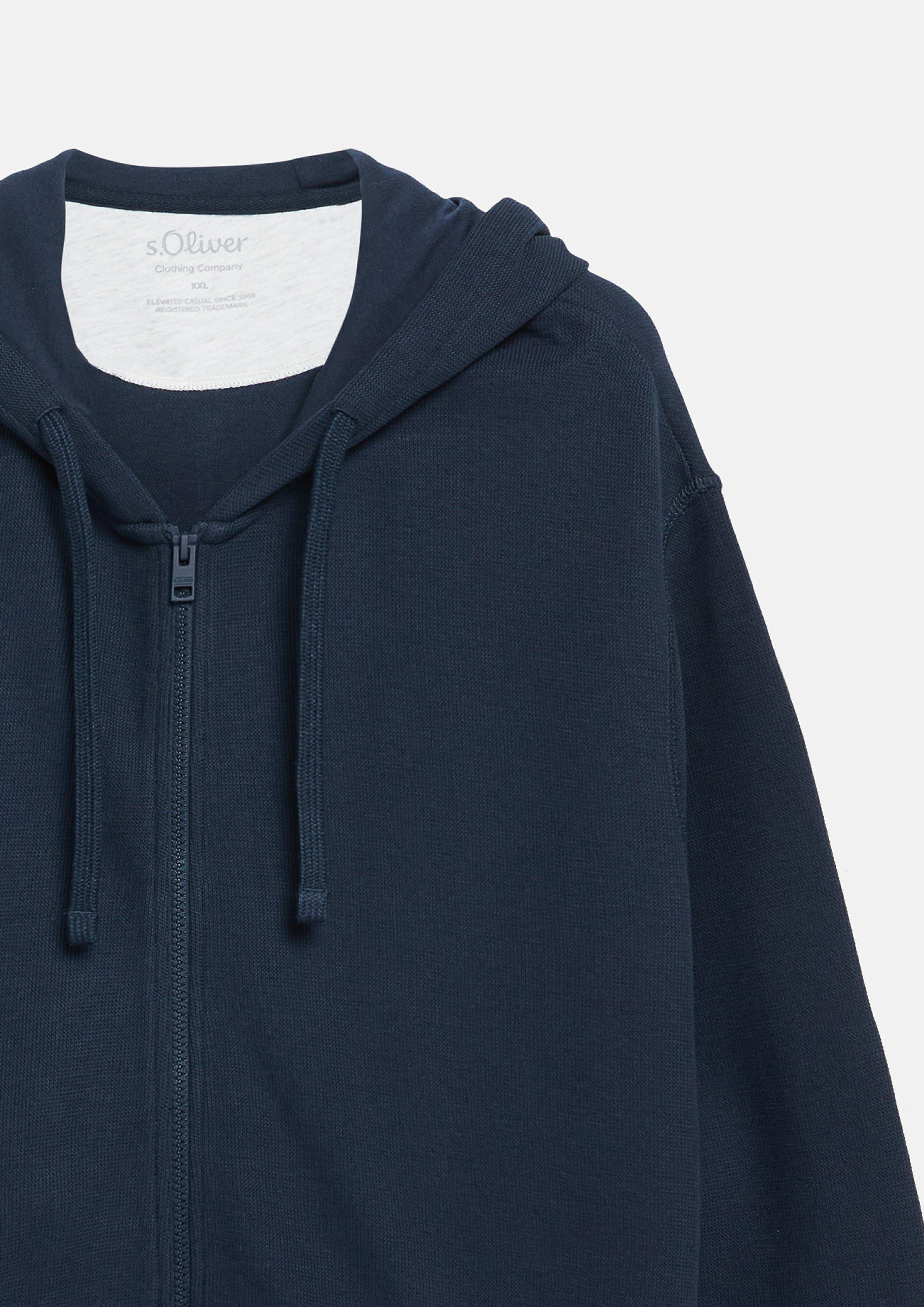 Hommes Veste à capuche en piqué gaufré en bleu de s.Oliver Men Big Sizes