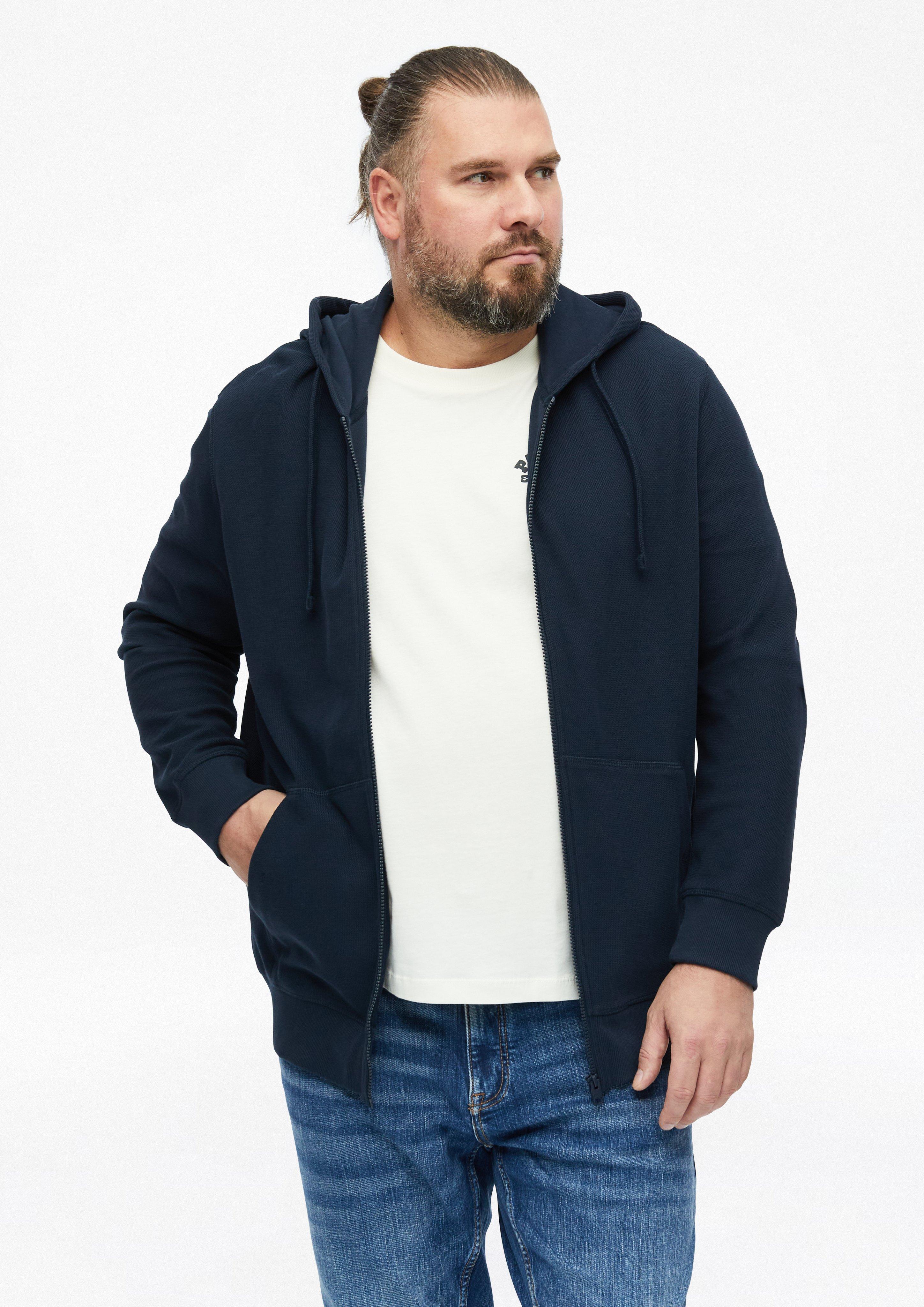 Bluza dresowa z kapturem z piki waflowej w kolorze granatowy od s.Oliver Men Big Sizes