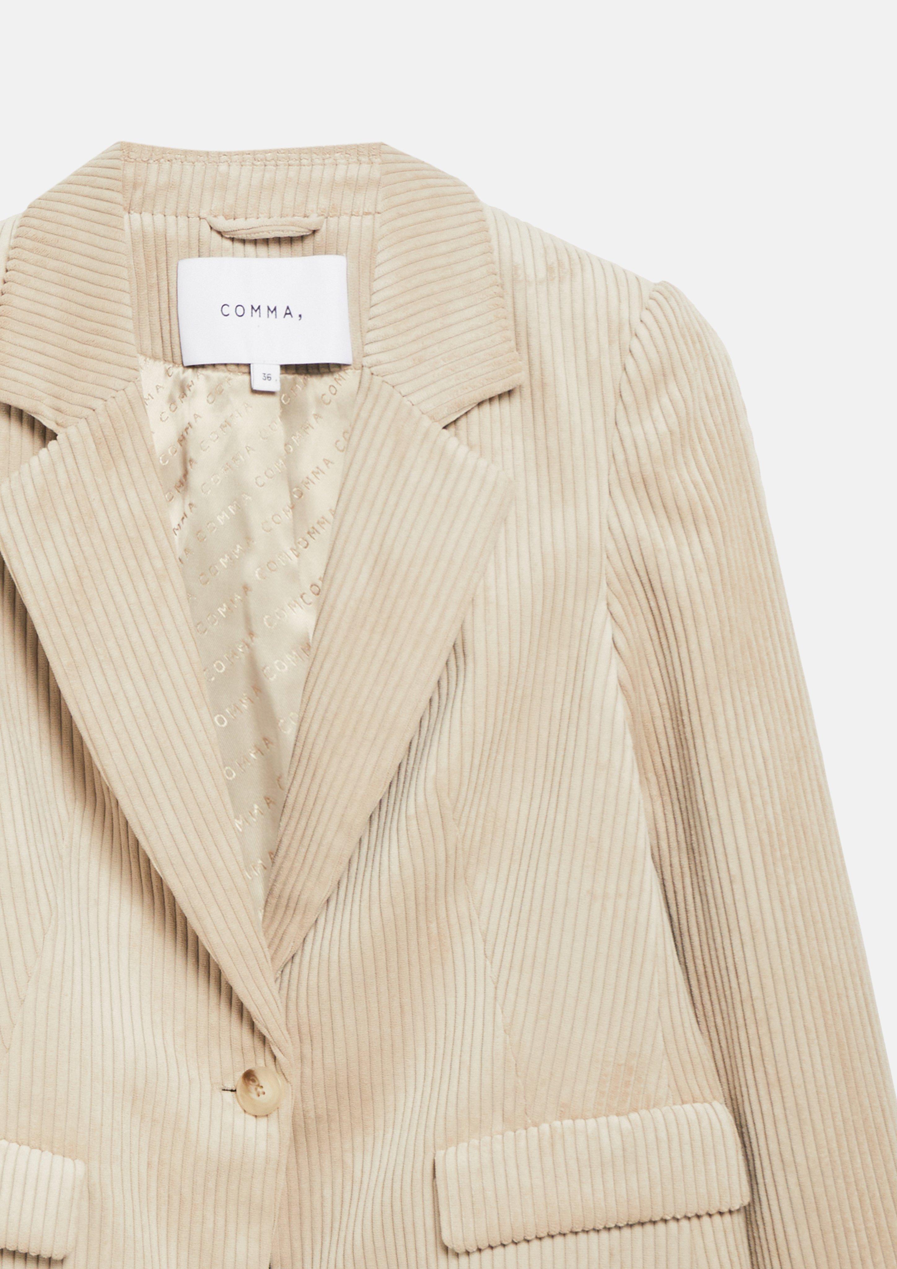 Women Single-breasted blazer made of wide-wale corduroy in beige by comma