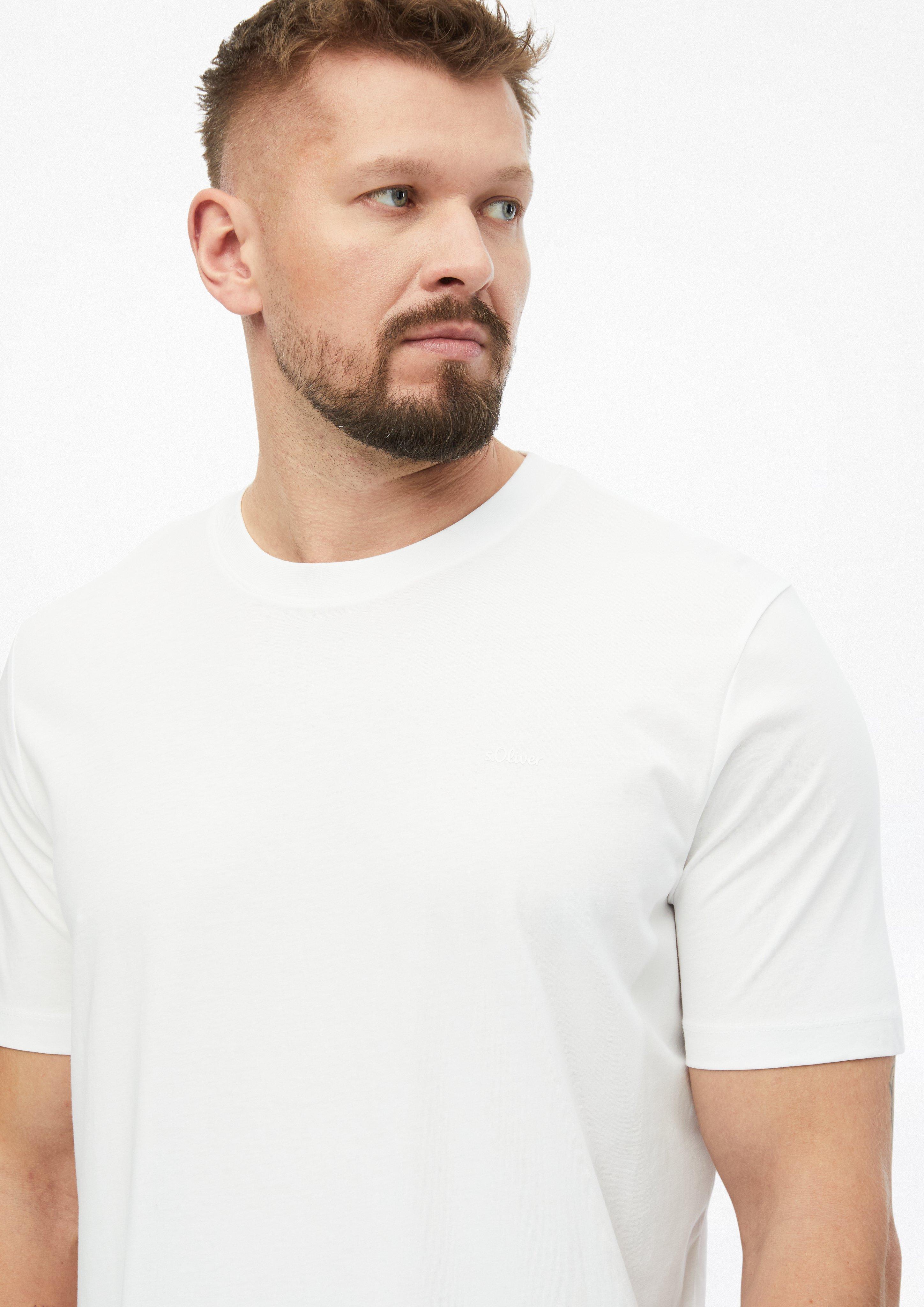 Herren Baumwoll-T-Shirt mit Logo-Print in weiß von s.Oliver Men Tall Sizes