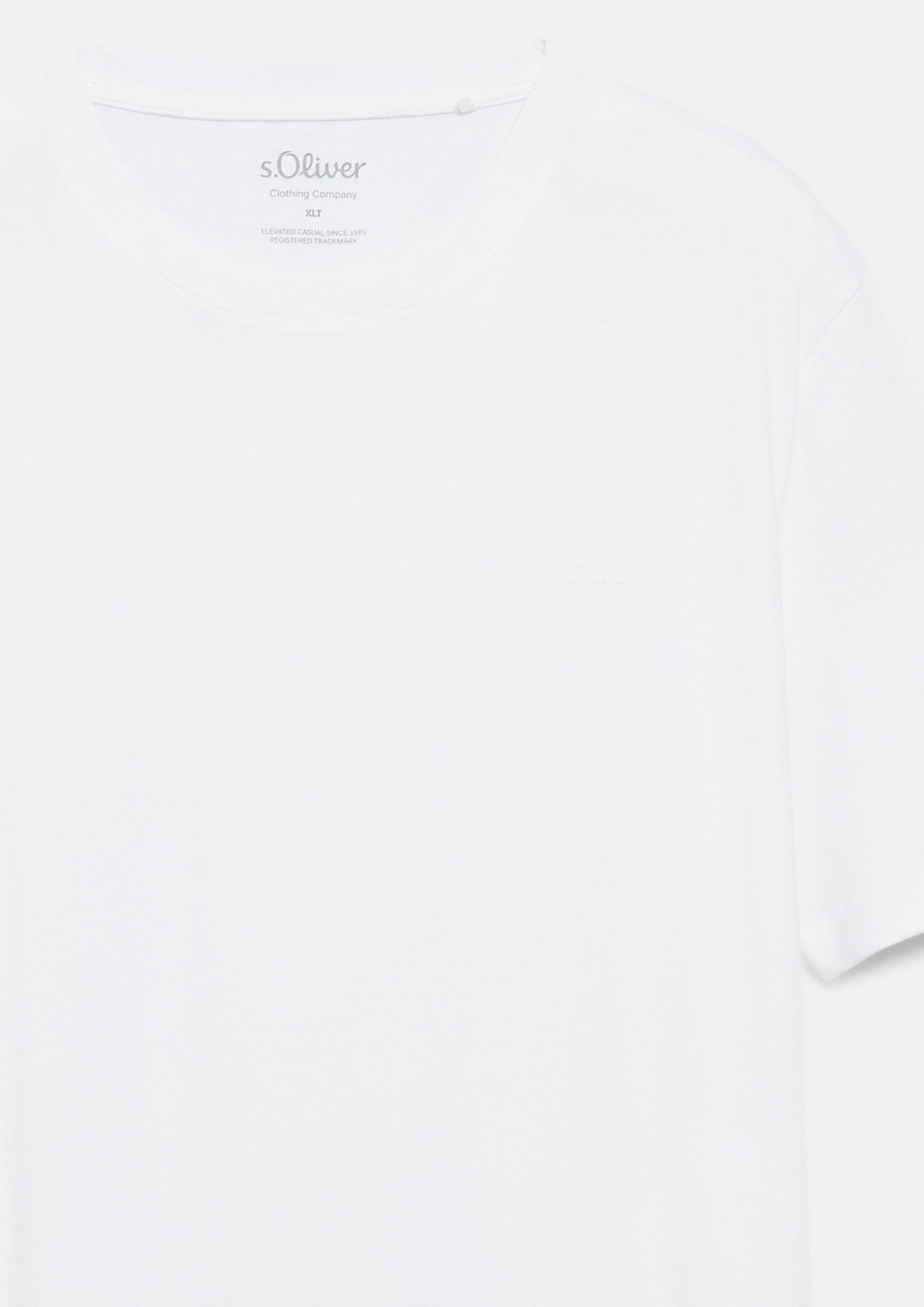 Herren Baumwoll-T-Shirt mit Logo-Print in weiß von s.Oliver Men Tall Sizes