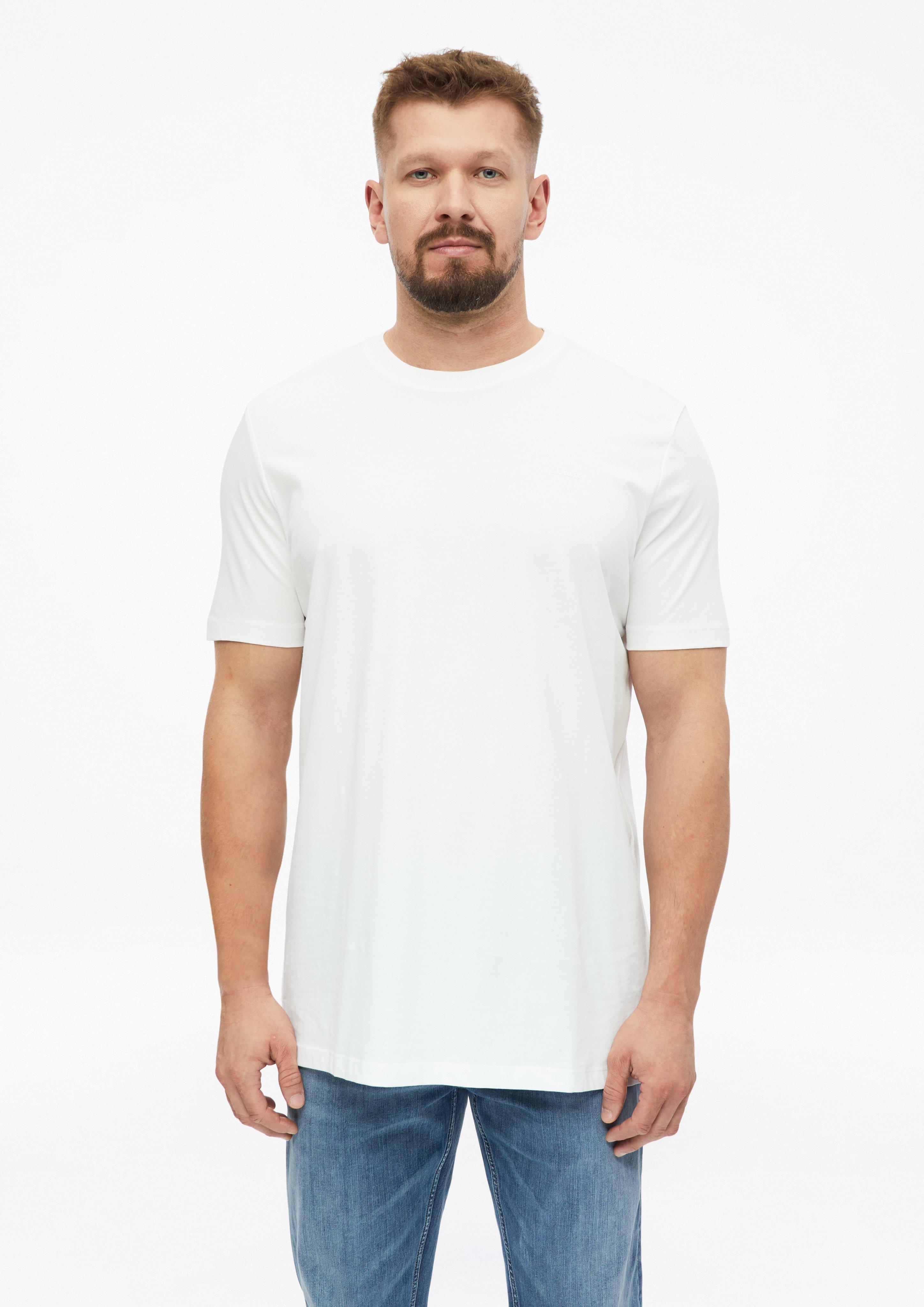 Baumwoll-T-Shirt mit Logo-Print in Farbe weiß von s.Oliver Men Tall Sizes