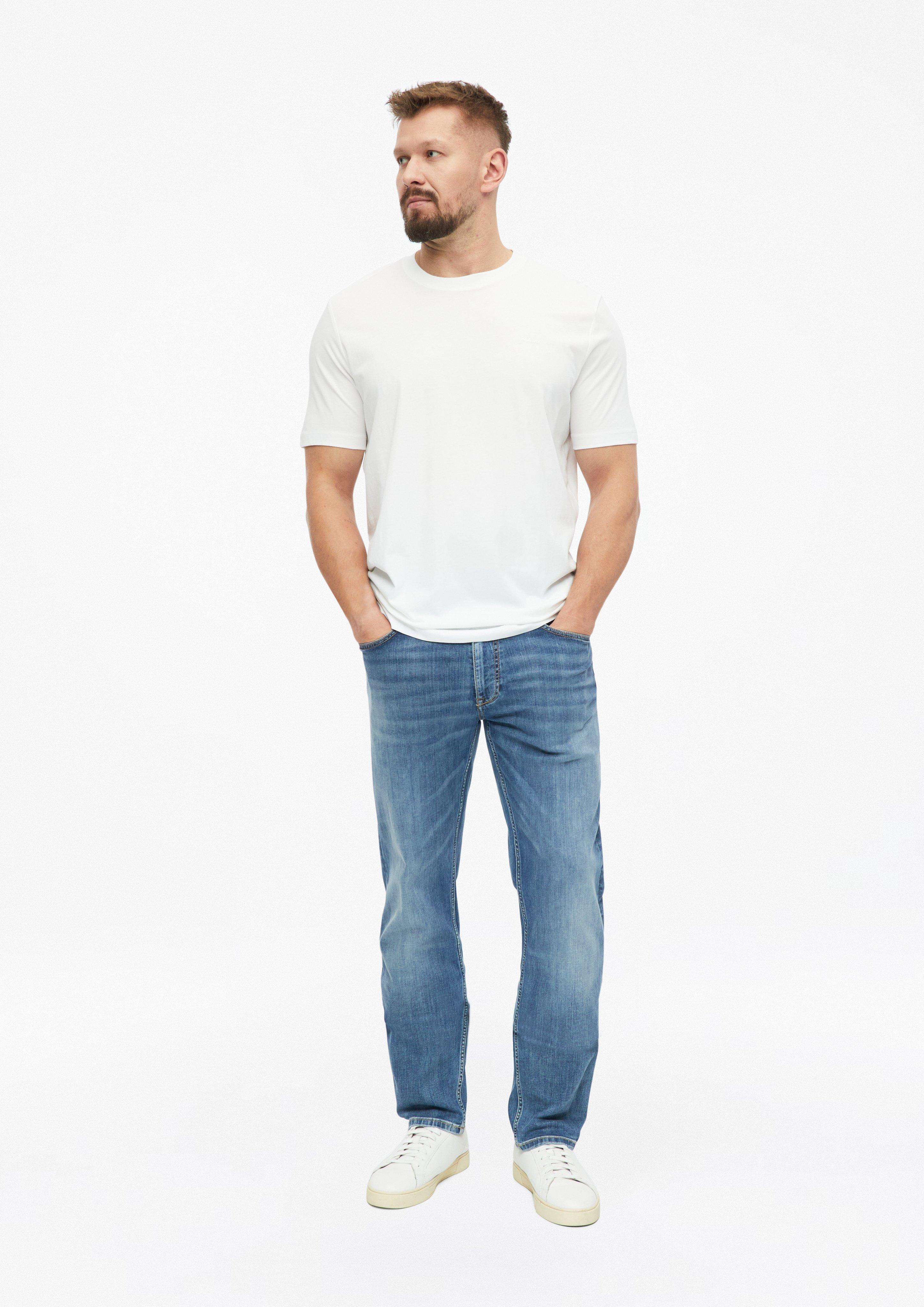 Herren Baumwoll-T-Shirt mit Logo-Print in weiß von s.Oliver Men Tall Sizes