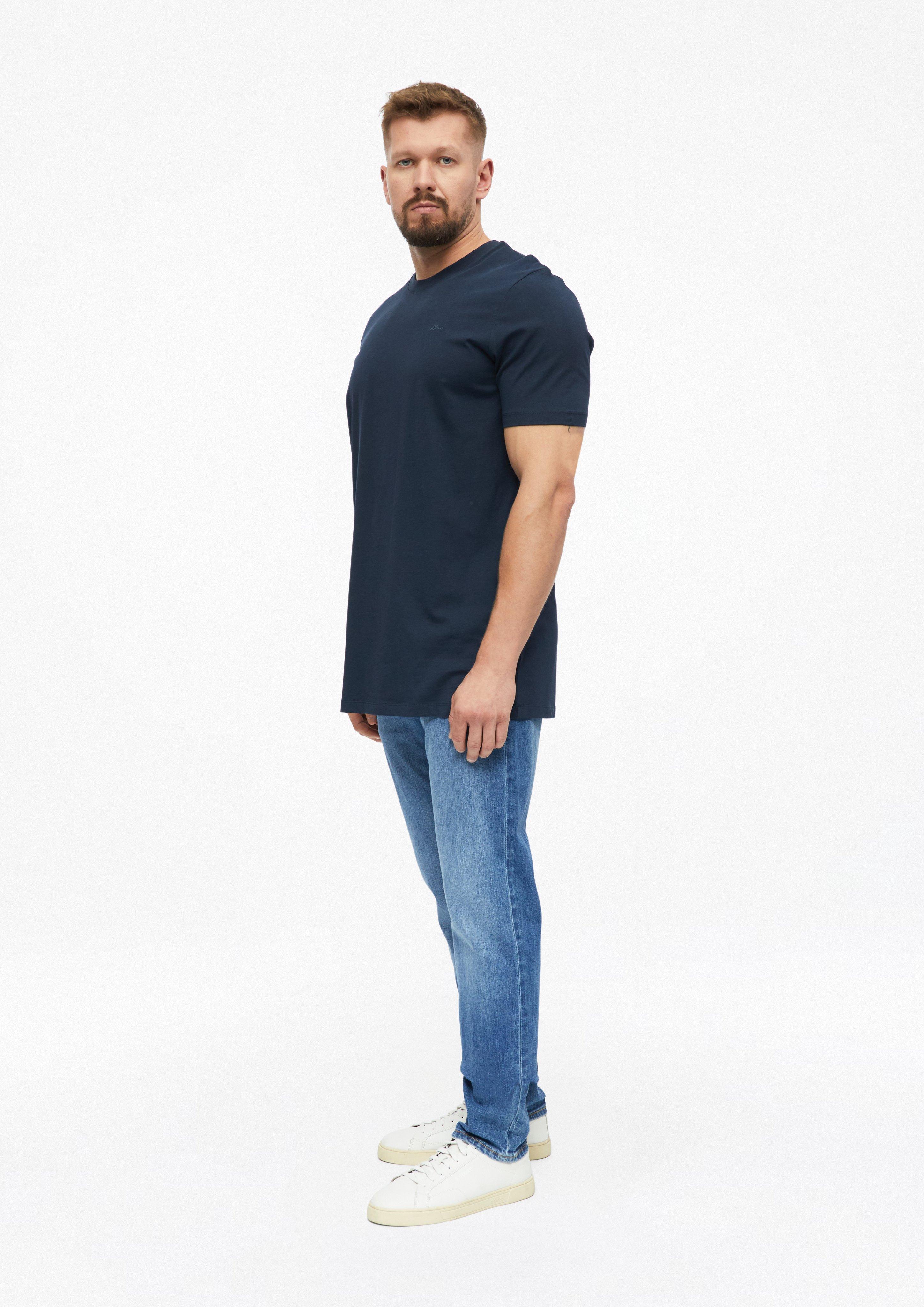 Herren Baumwoll-T-Shirt mit Logo-Print in blau von s.Oliver Men Tall Sizes