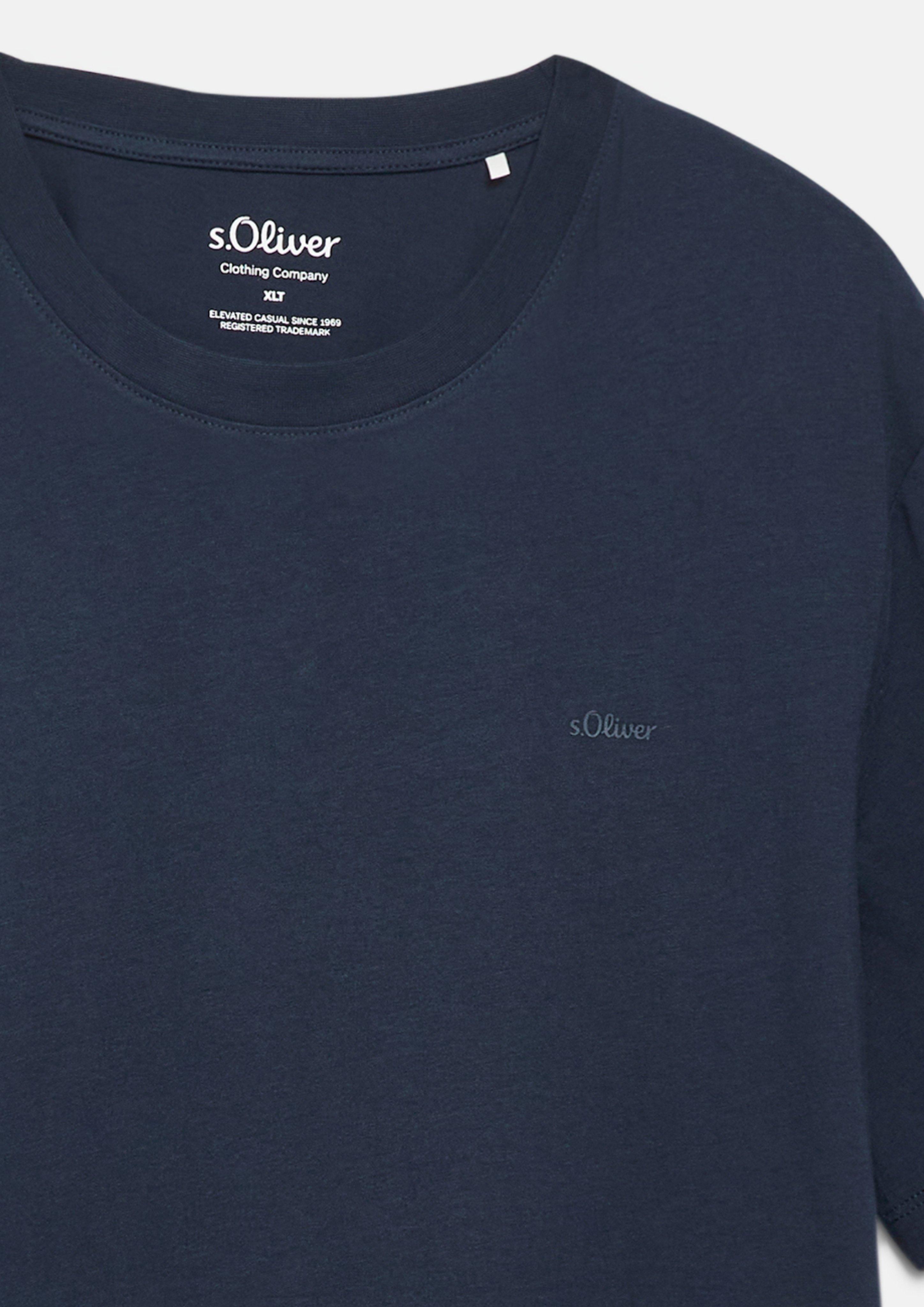 Herren Baumwoll-T-Shirt mit Logo-Print in blau von s.Oliver Men Tall Sizes