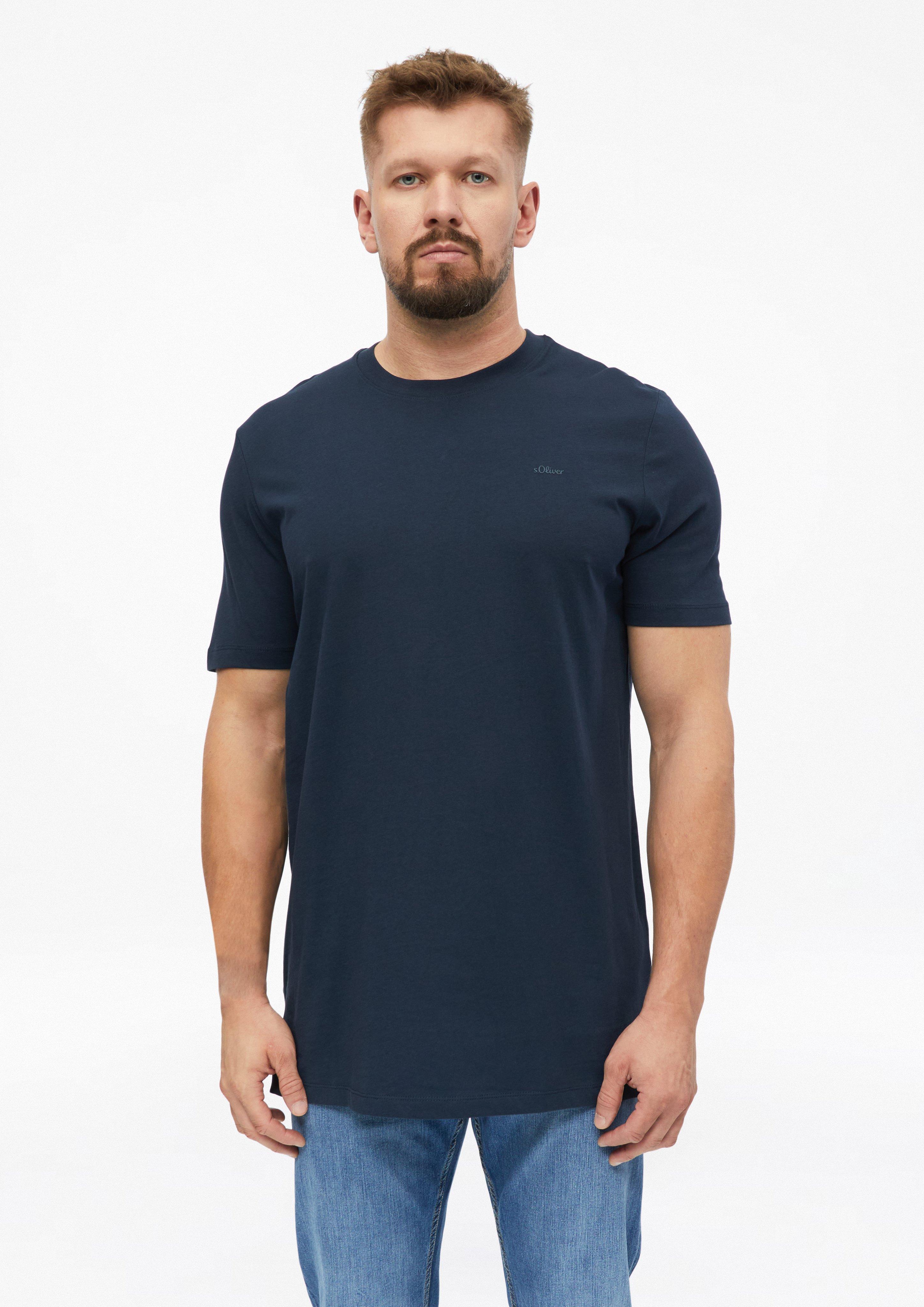 T-shirt en coton avec logo imprimé en bleu marine de s.Oliver Men Tall Sizes