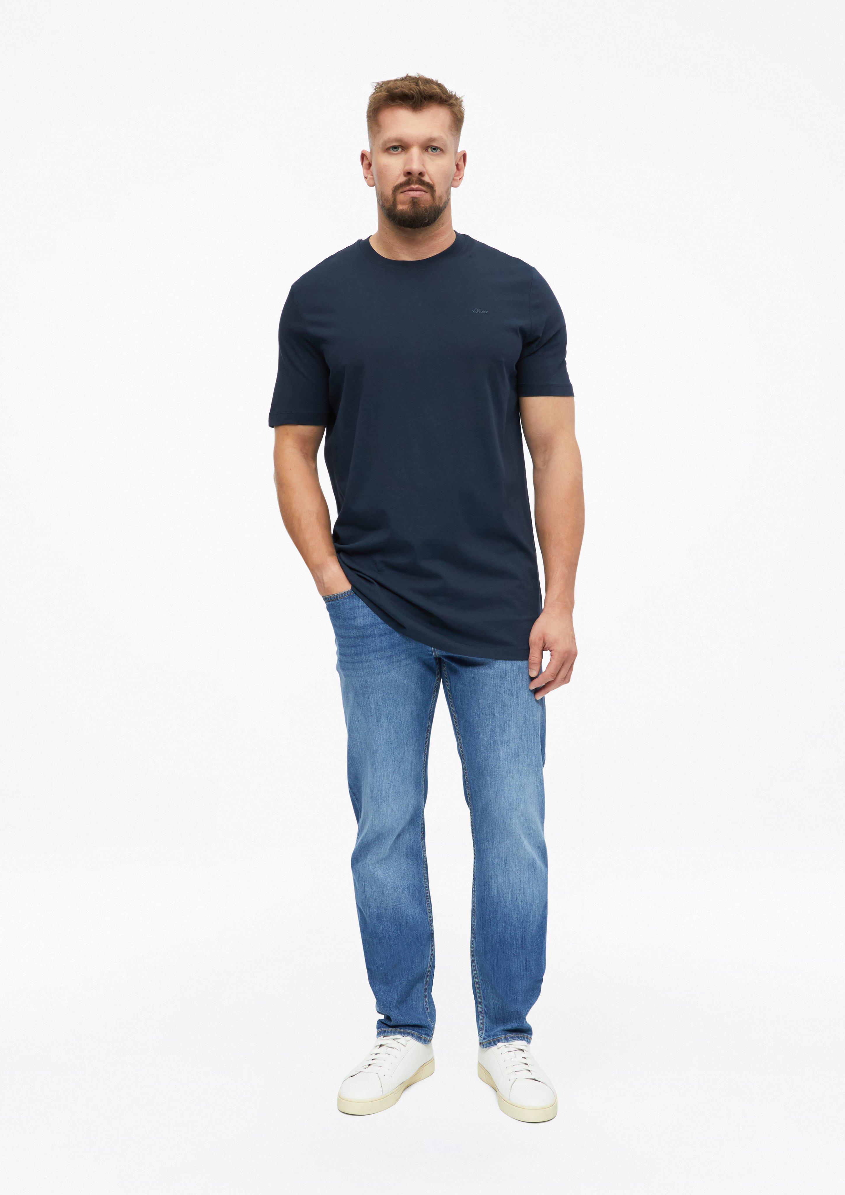 Herren Baumwoll-T-Shirt mit Logo-Print in blau von s.Oliver Men Tall Sizes